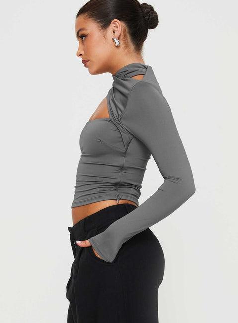 Ganz Long Sleeve Top Grey Product Image