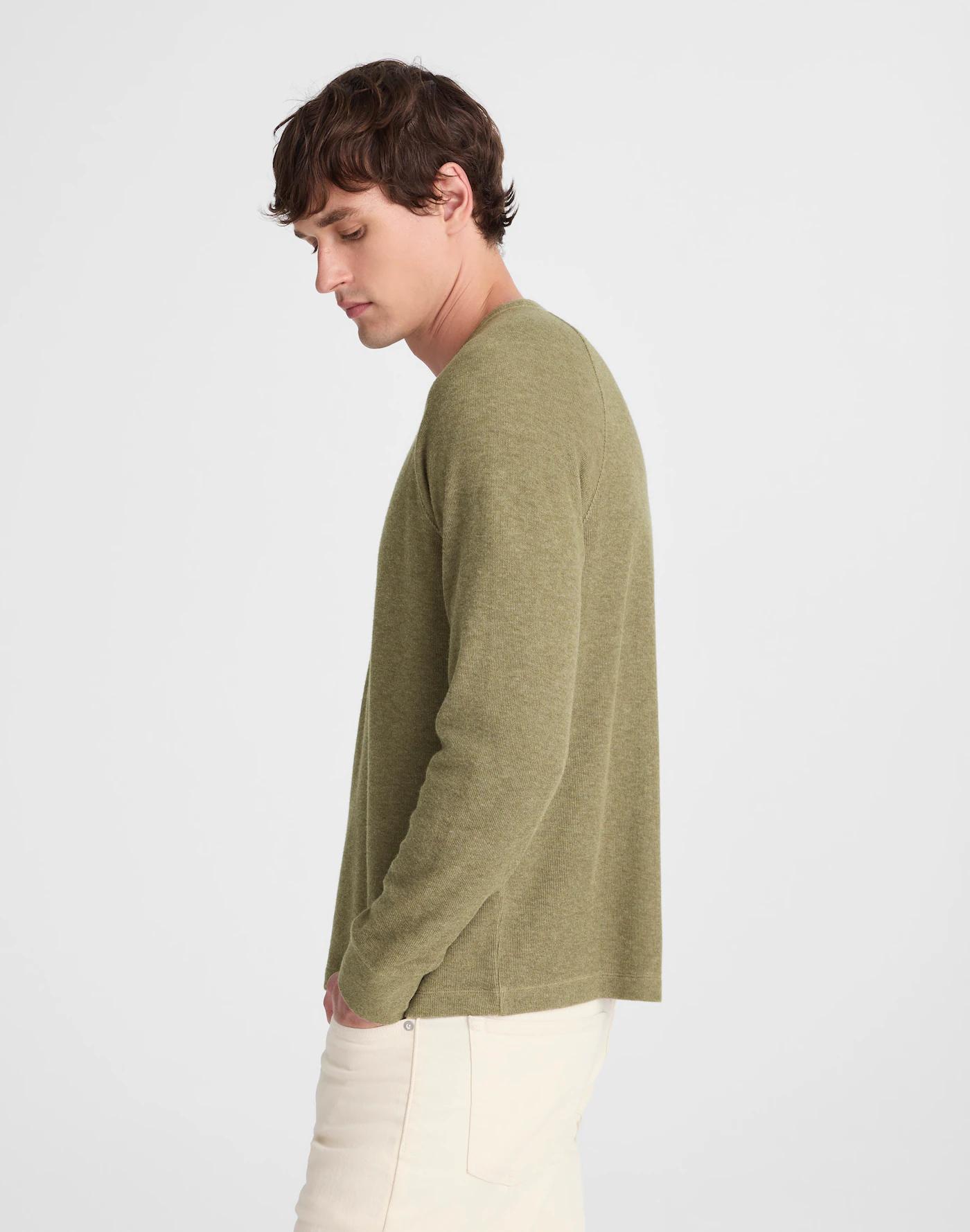 French Rib Knit Long-Sleeve Henley Tee Product Image