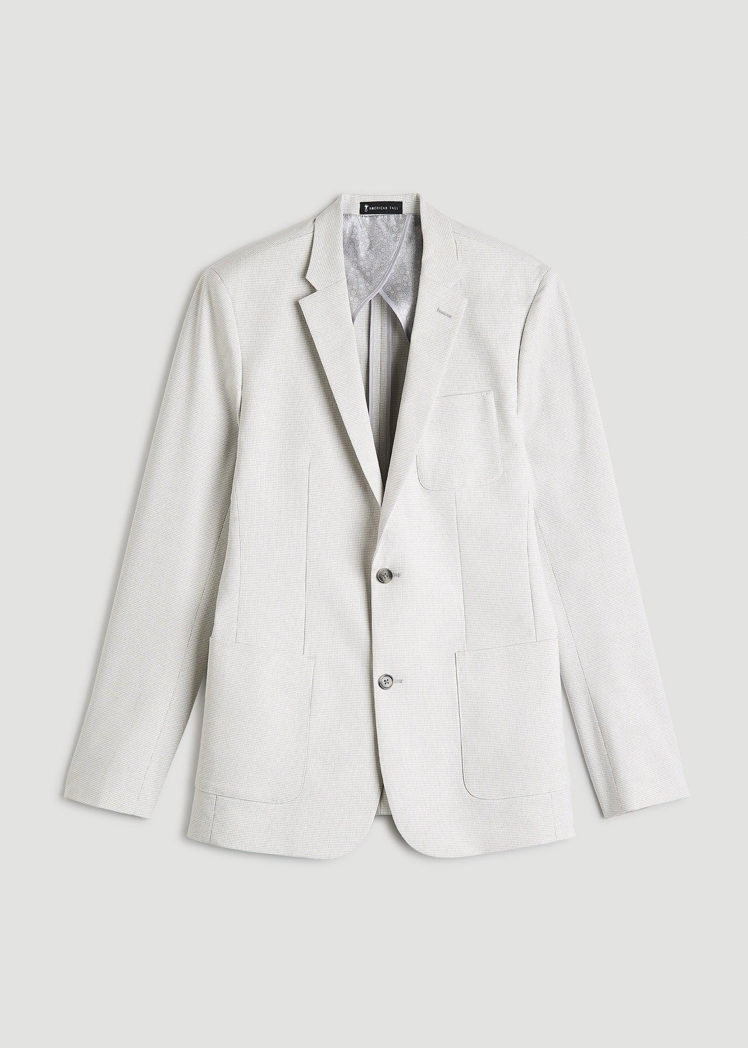 Core Blazer for Tall Men in Light Grey Houndstooth Male Product Image