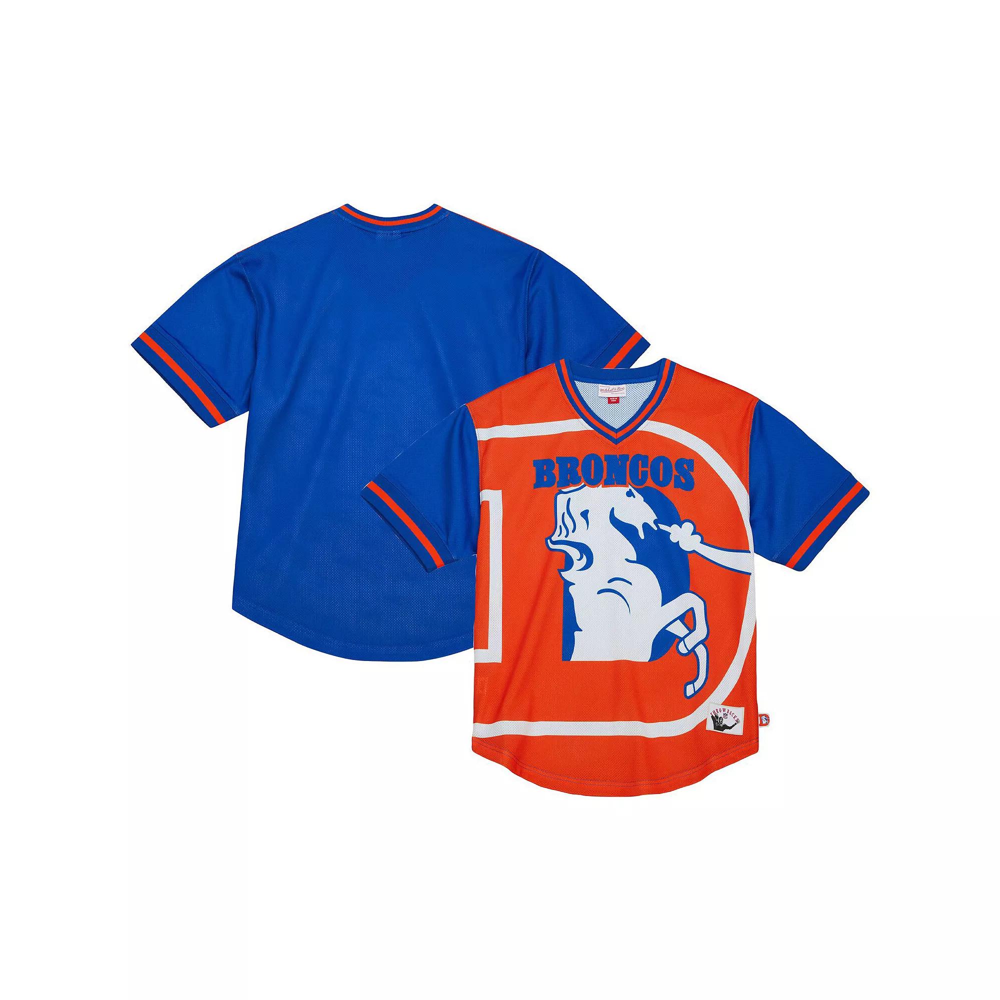 Men's Mitchell & Ness Royal Denver Broncos Jumbotron 3.0 Mesh V-Neck T-Shirt, Size: Medium, Blue Product Image