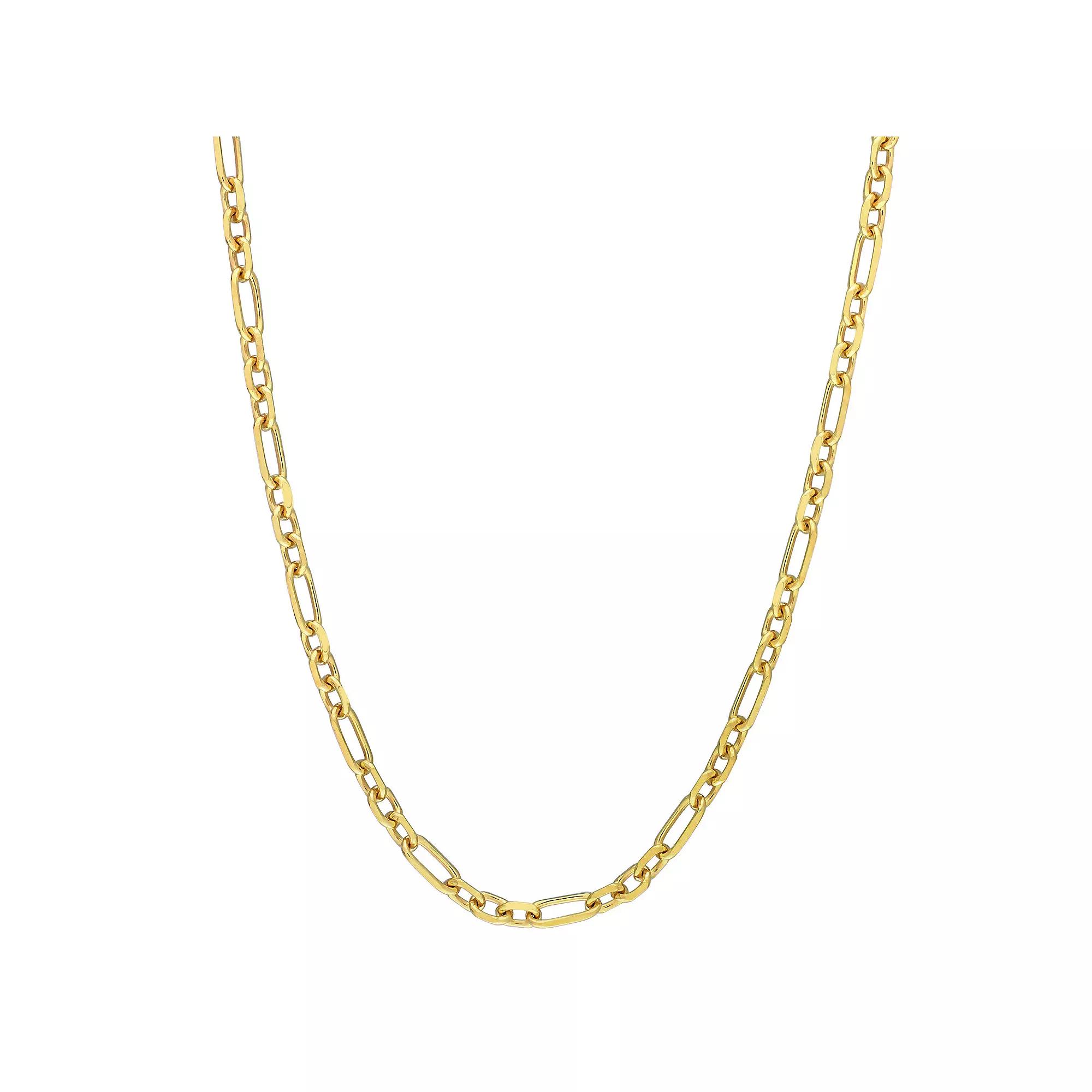 Stella Grace Sterling Silver 6 mm Figaro Chain Necklace, Womens 18k Gold Plated Product Image