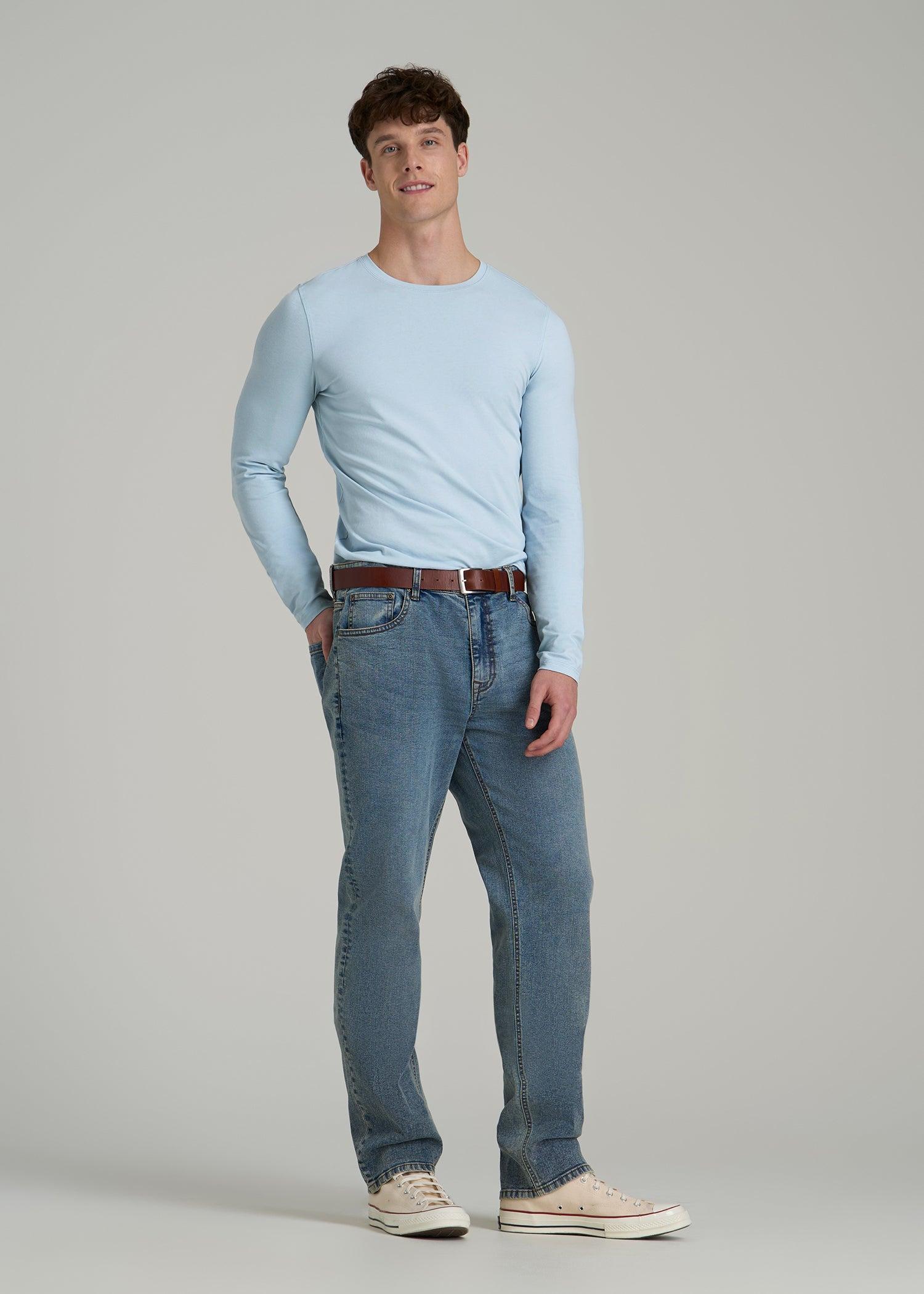 The Essential SLIM-FIT Long Sleeve Tee for Tall Men in Ice Blue Male Product Image