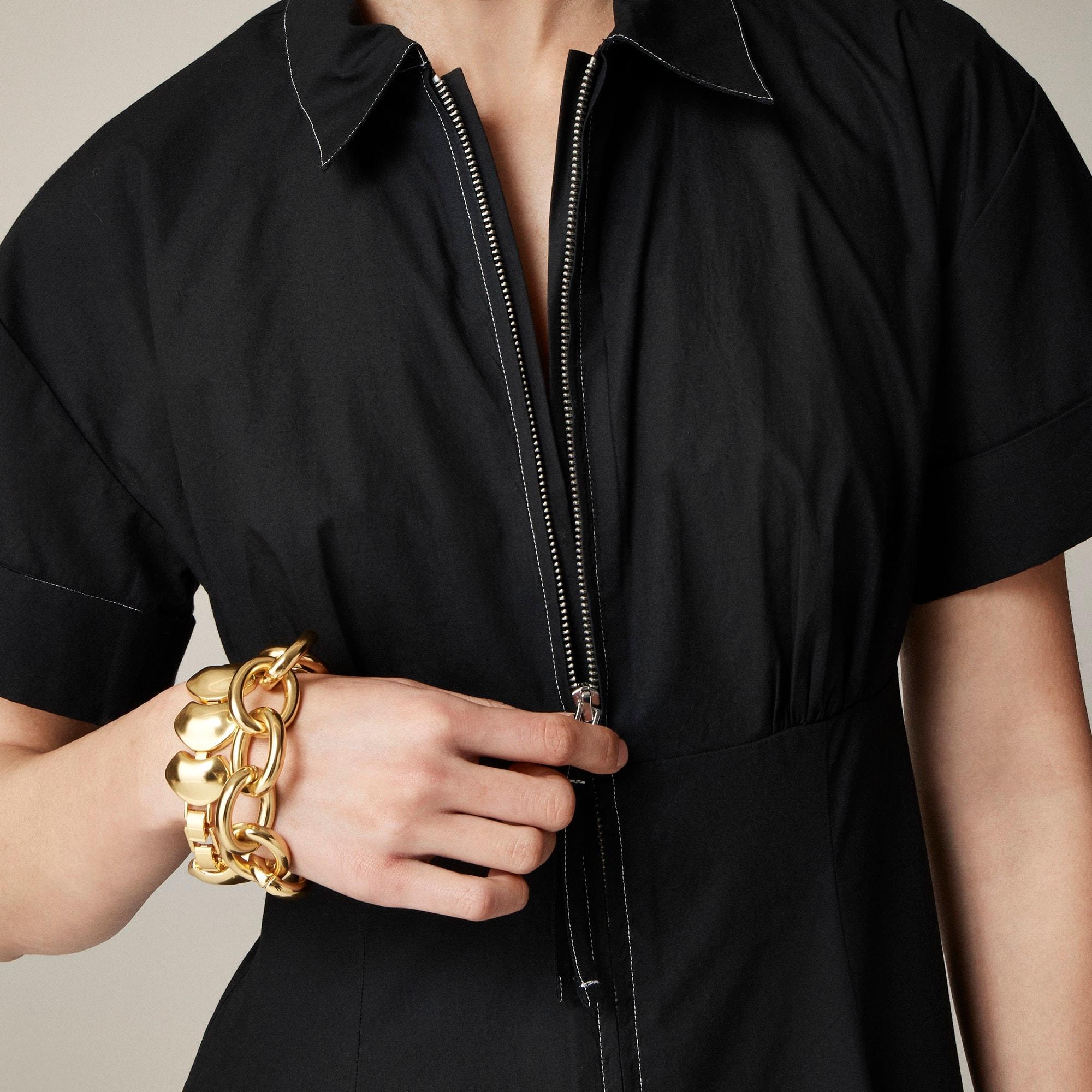 Zip-up shirtdress in cotton poplin Product Image