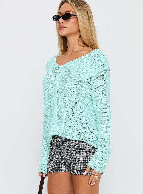 Tuscon Crochet Sweater Blue Product Image