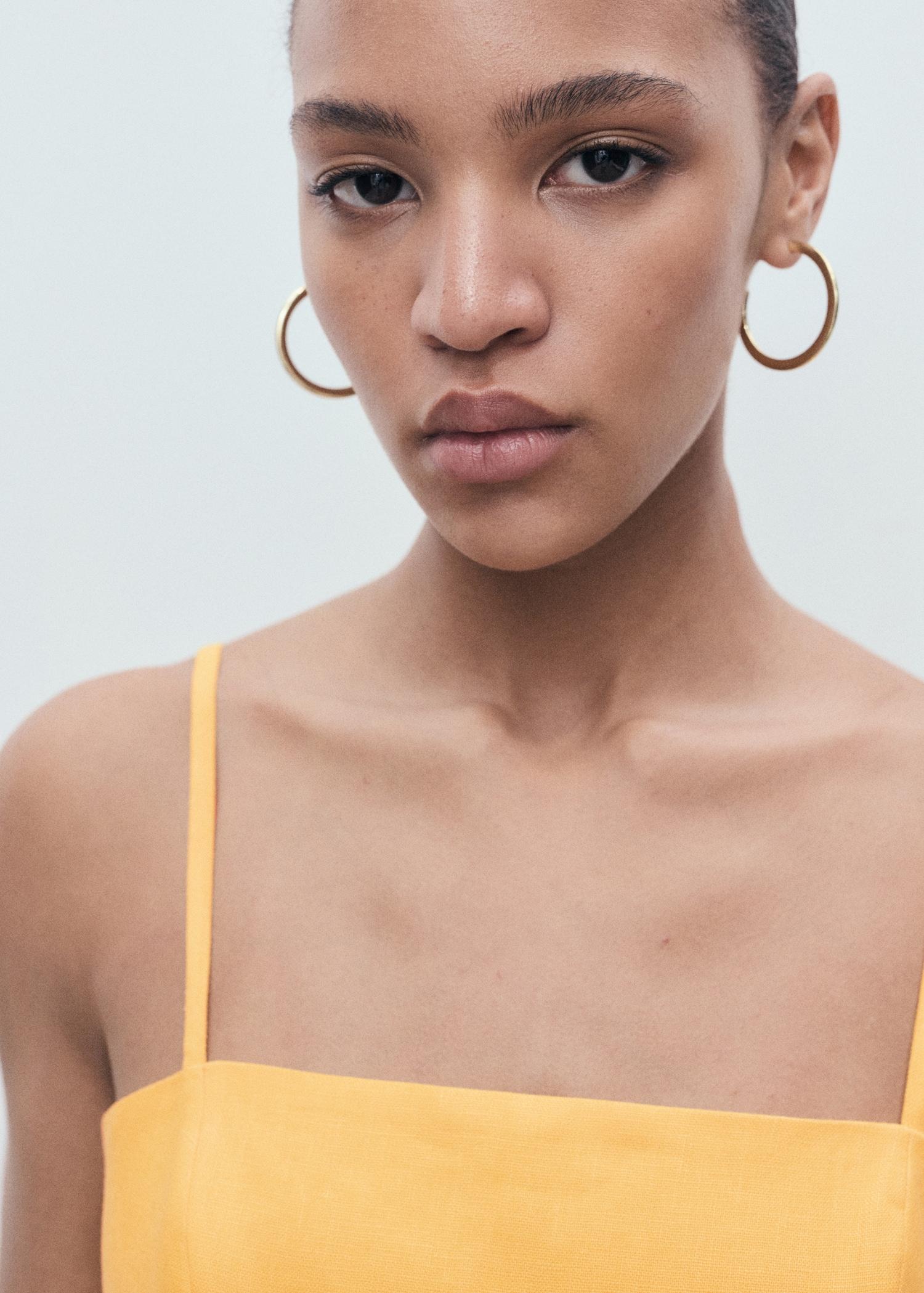 Bow linen-blend dress - Women | MANGO USA Product Image