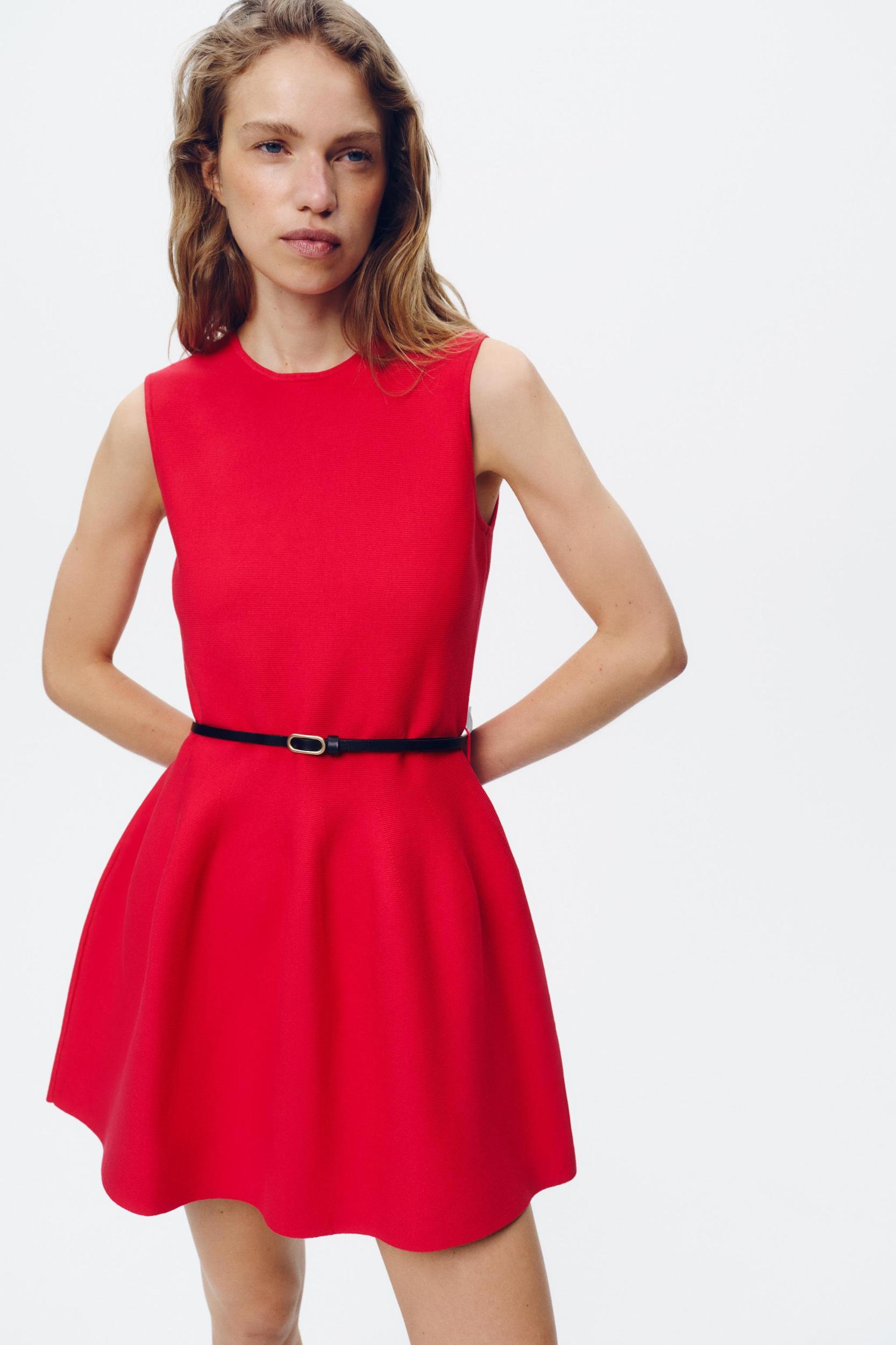 BELTED KNIT MINI DRESS Product Image