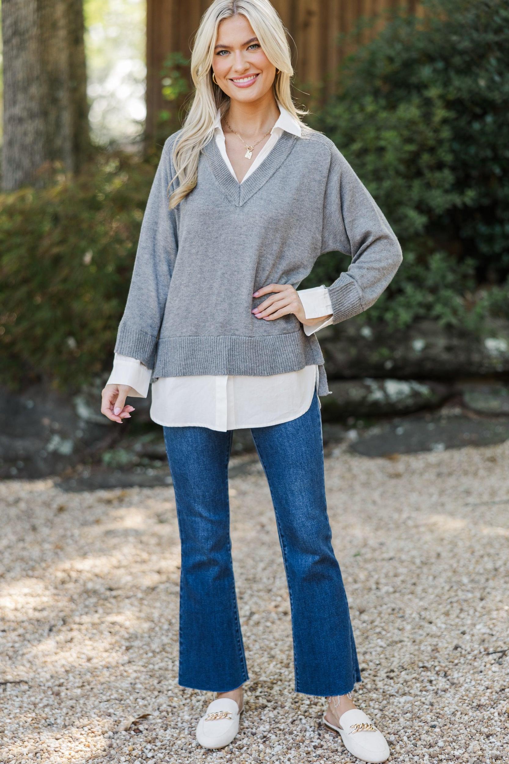 Eyes On You Gray Sweater Female Product Image