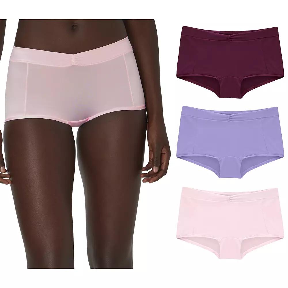 Maidenform 3-Pack Everyday Luxe Boyshort Underwear DM3TBS, Women's, Size: Large, Orchid Purple Pack Product Image
