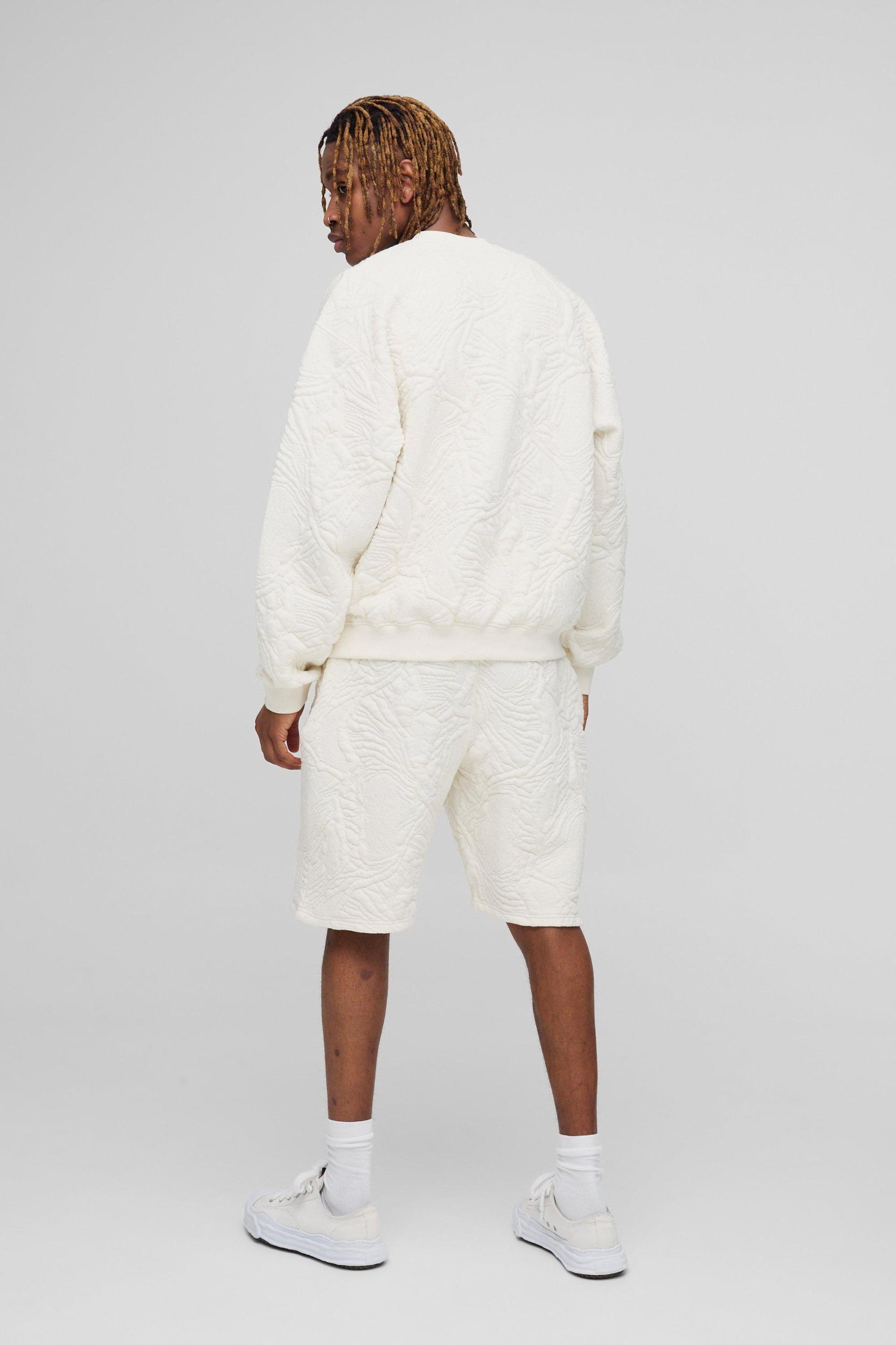 Tall Quilted Jacquard Sweat & Short Set | boohooMAN USA Product Image