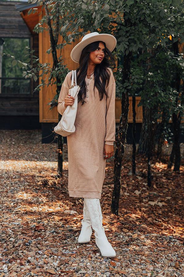Fall Sentiments Waffle Knit Midi In Iced Latte Product Image