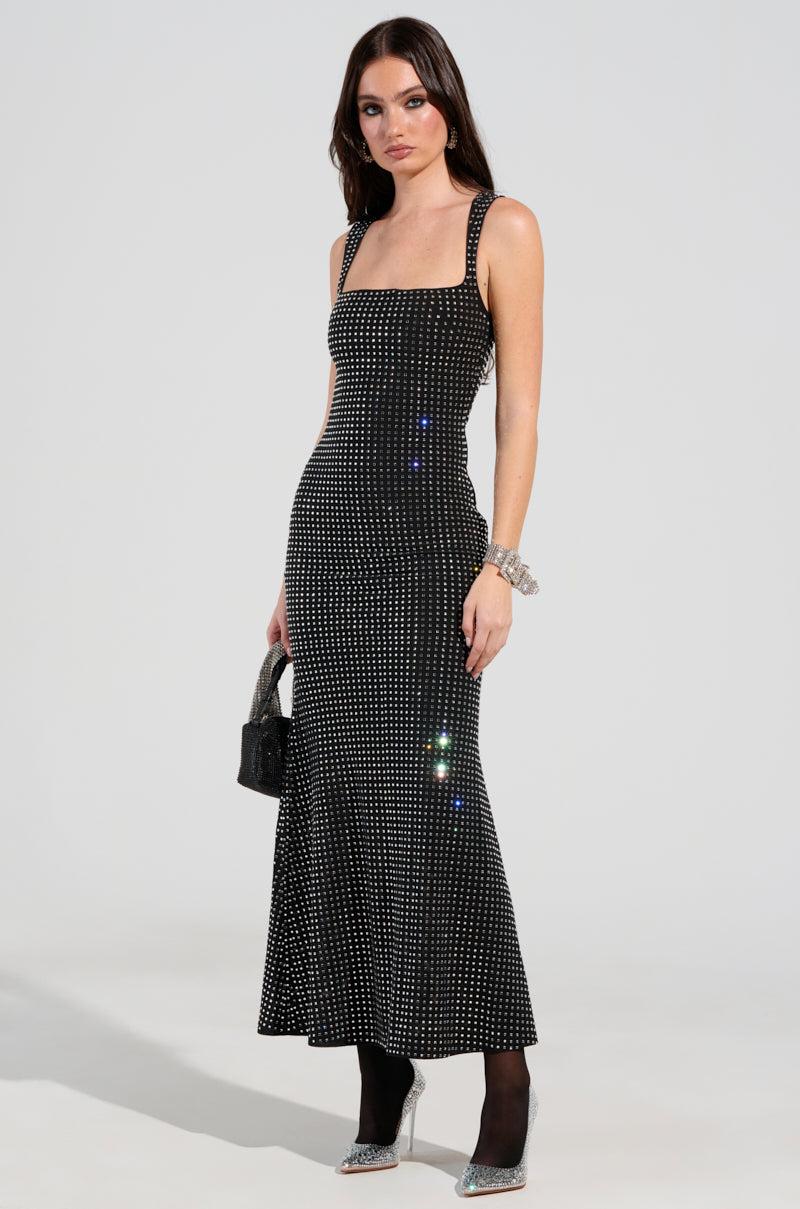 CHAMPAGNE PROBLEMS RHINESTONE MESH MAXI DRESS Product Image