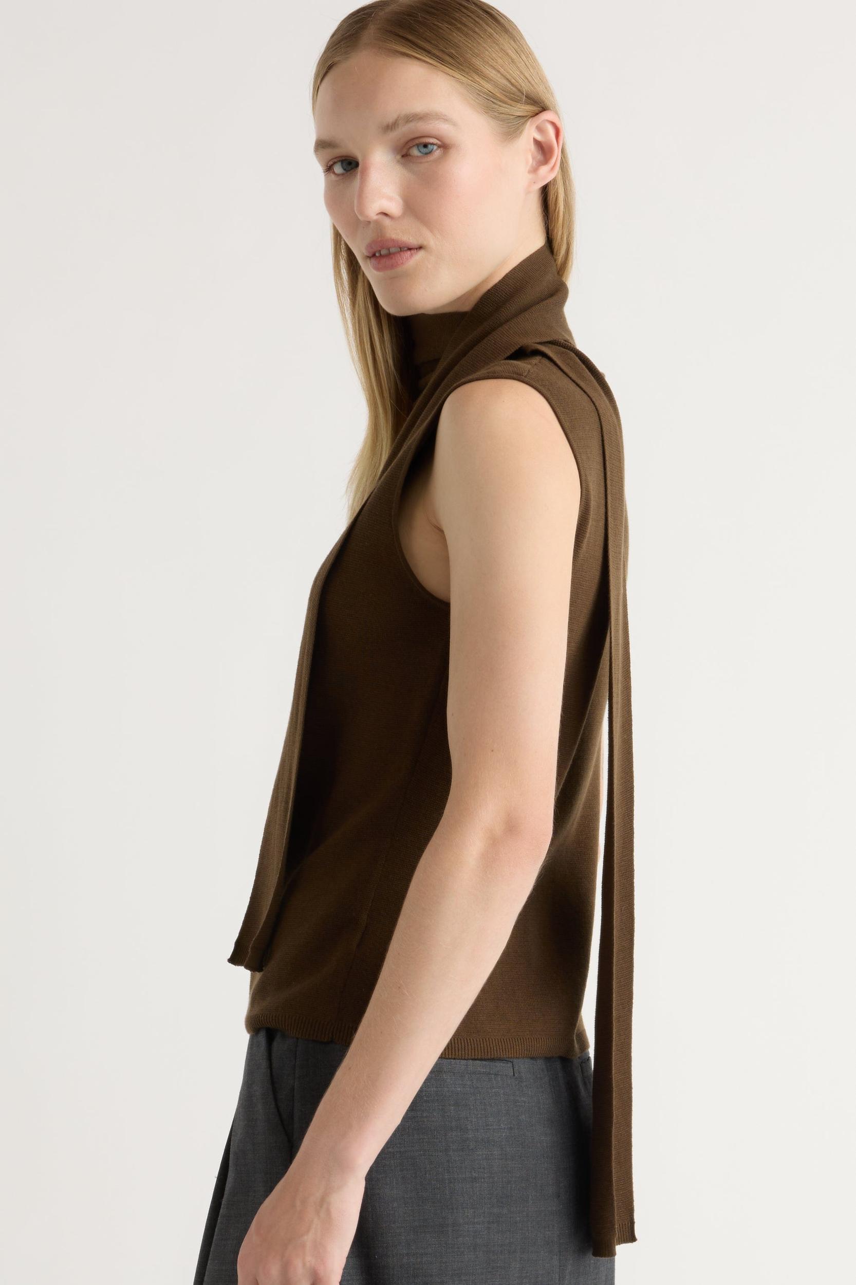 Demi Scarf-Neck Cotton-Silk Knit Top Product Image