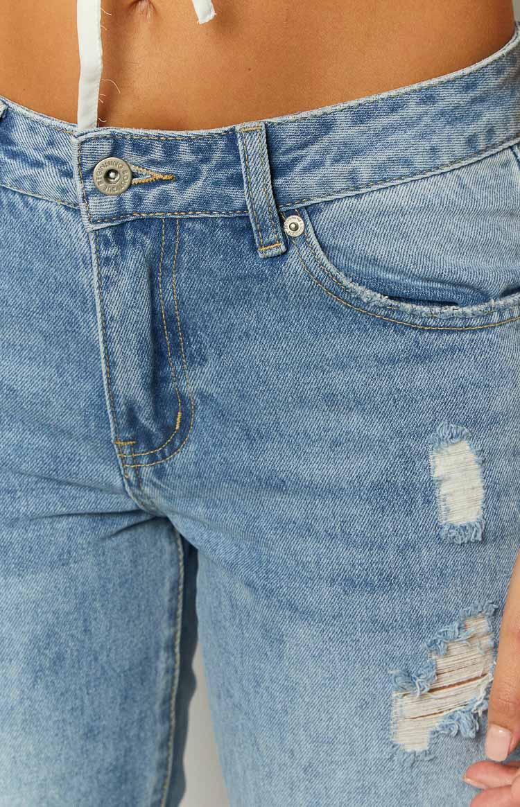 Hazy Low Waist Blue Denim Jeans Product Image