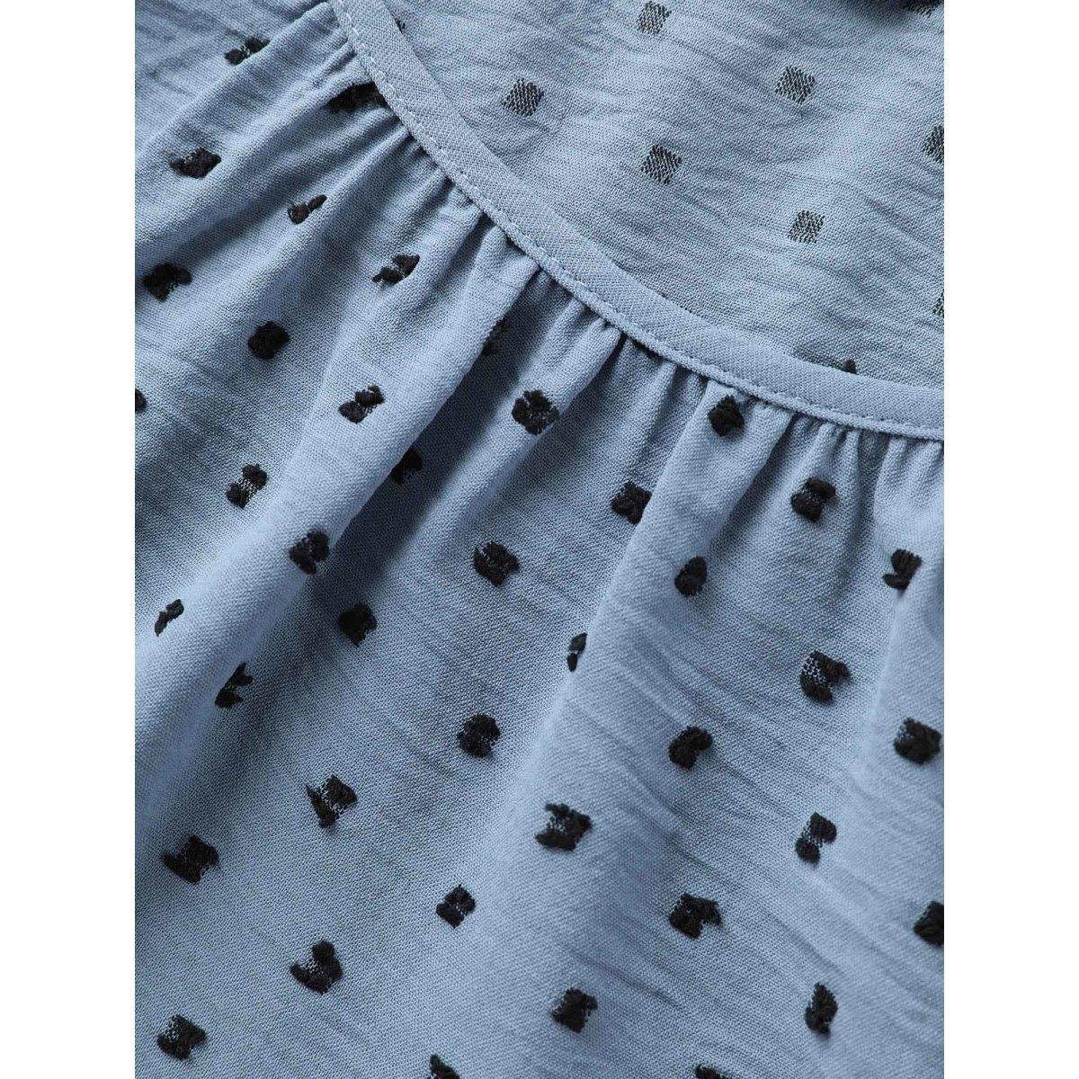 Plus Size Stone Textured Polka Dot Blouse Women Elegant Short sleeve Round Neck Everyday Blouses BloomChic 18-20/2X Product Image