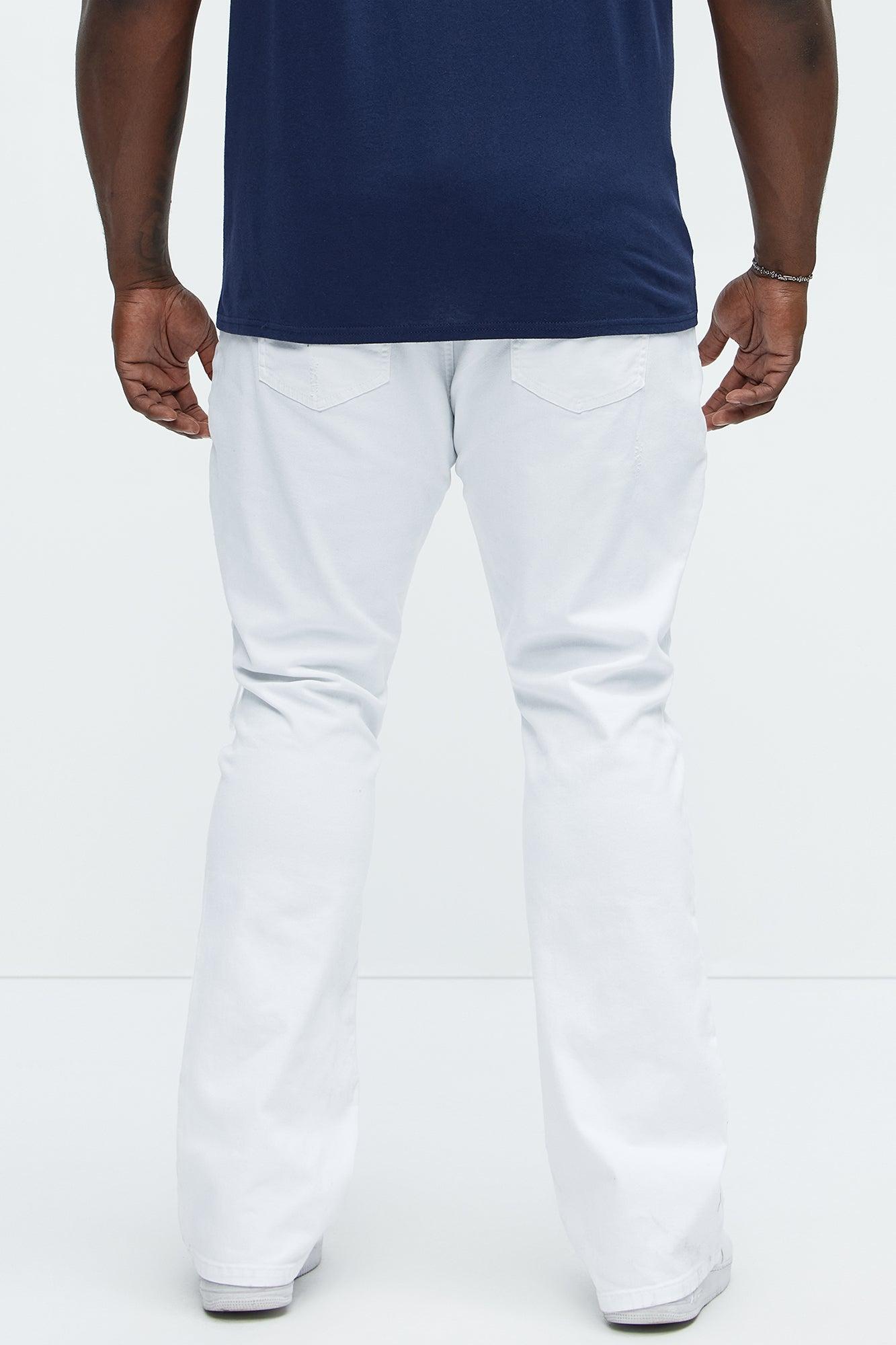 Reel It In Stacked Slim Flare Jeans - White Product Image