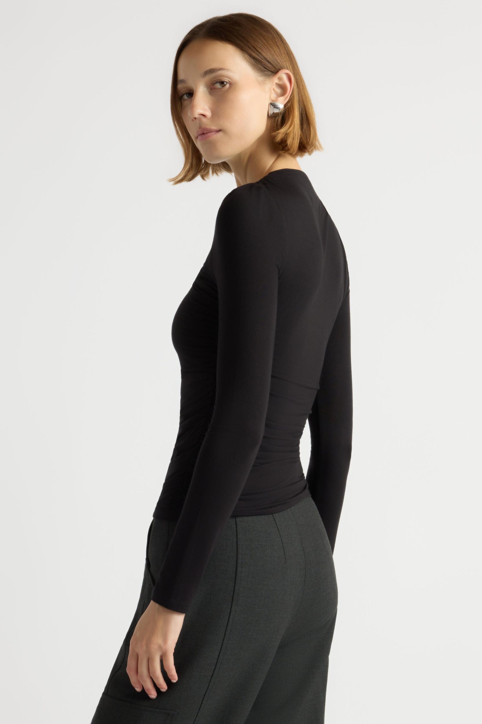 Lilou Wrap-Neck Long-Sleeve Tee Product Image