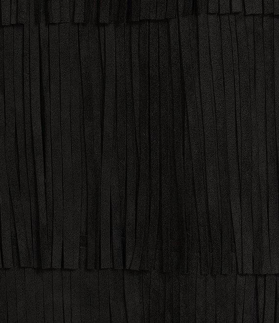 Ali Miles Stretch Suede Fringe Open Long Sleeve Jacket Product Image