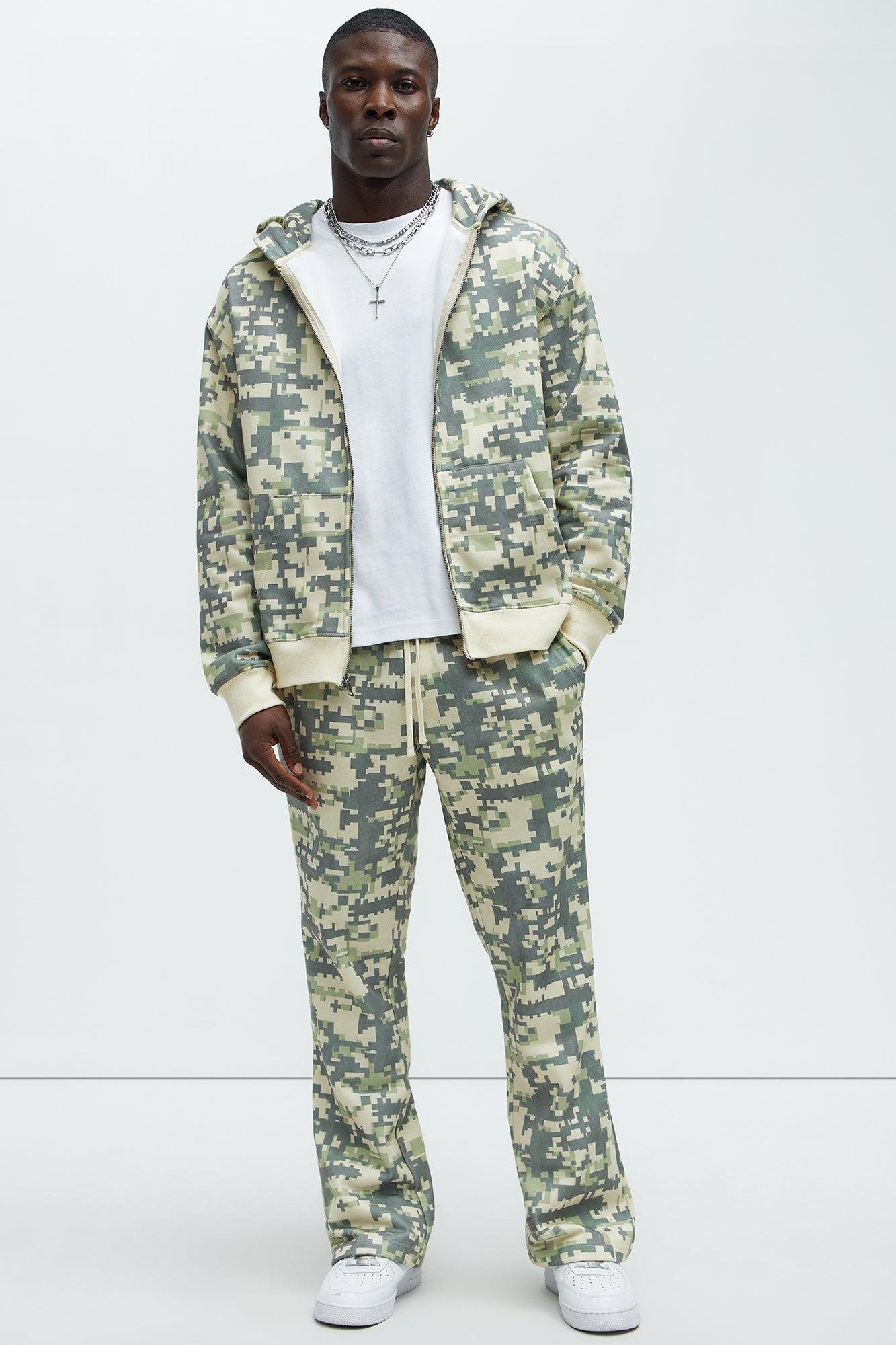 Digi Camo Oversized Zip Up Hoodie - Green/combo Product Image