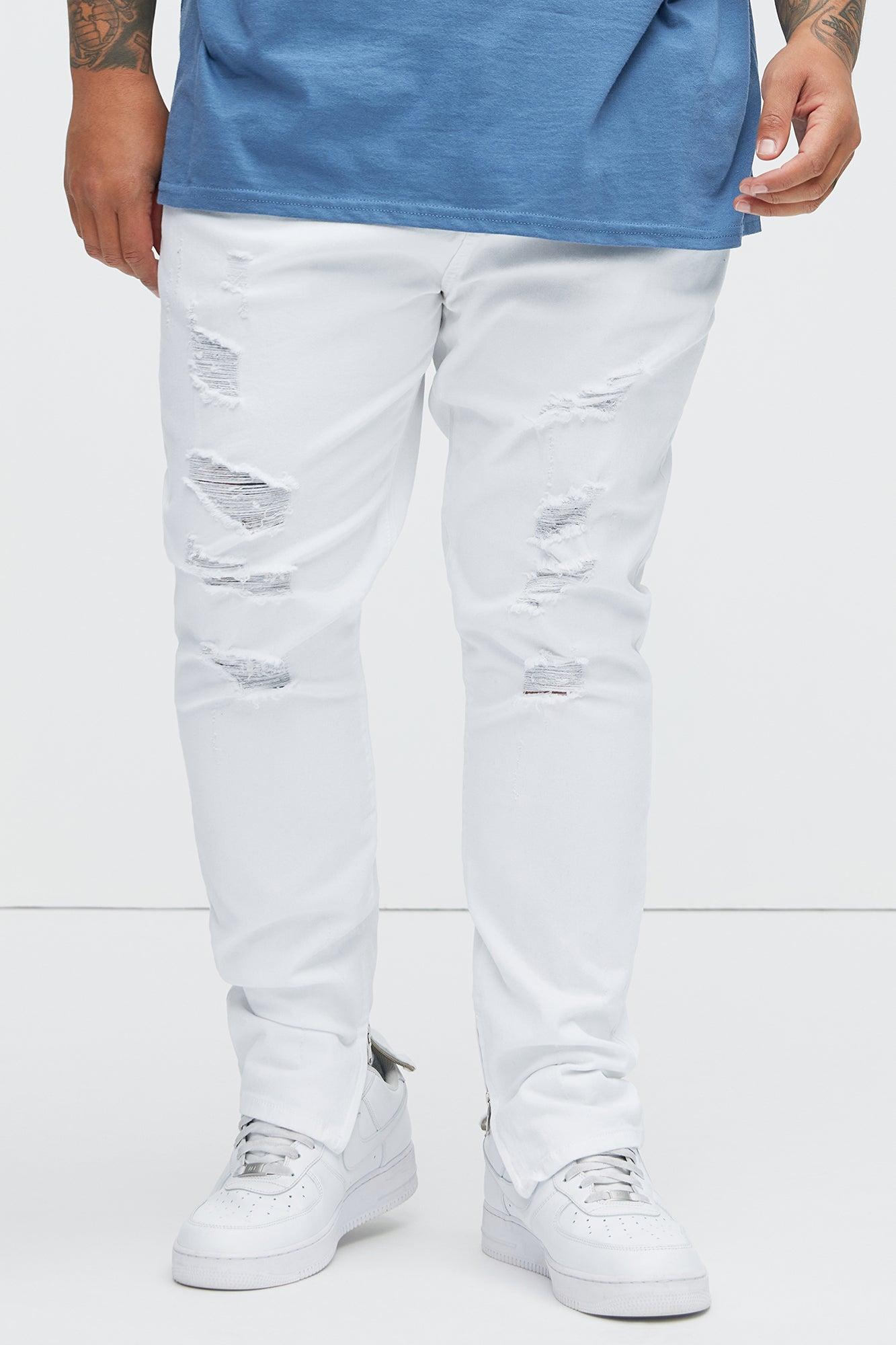 Crater Skinny Destroyed Jeans - White Product Image