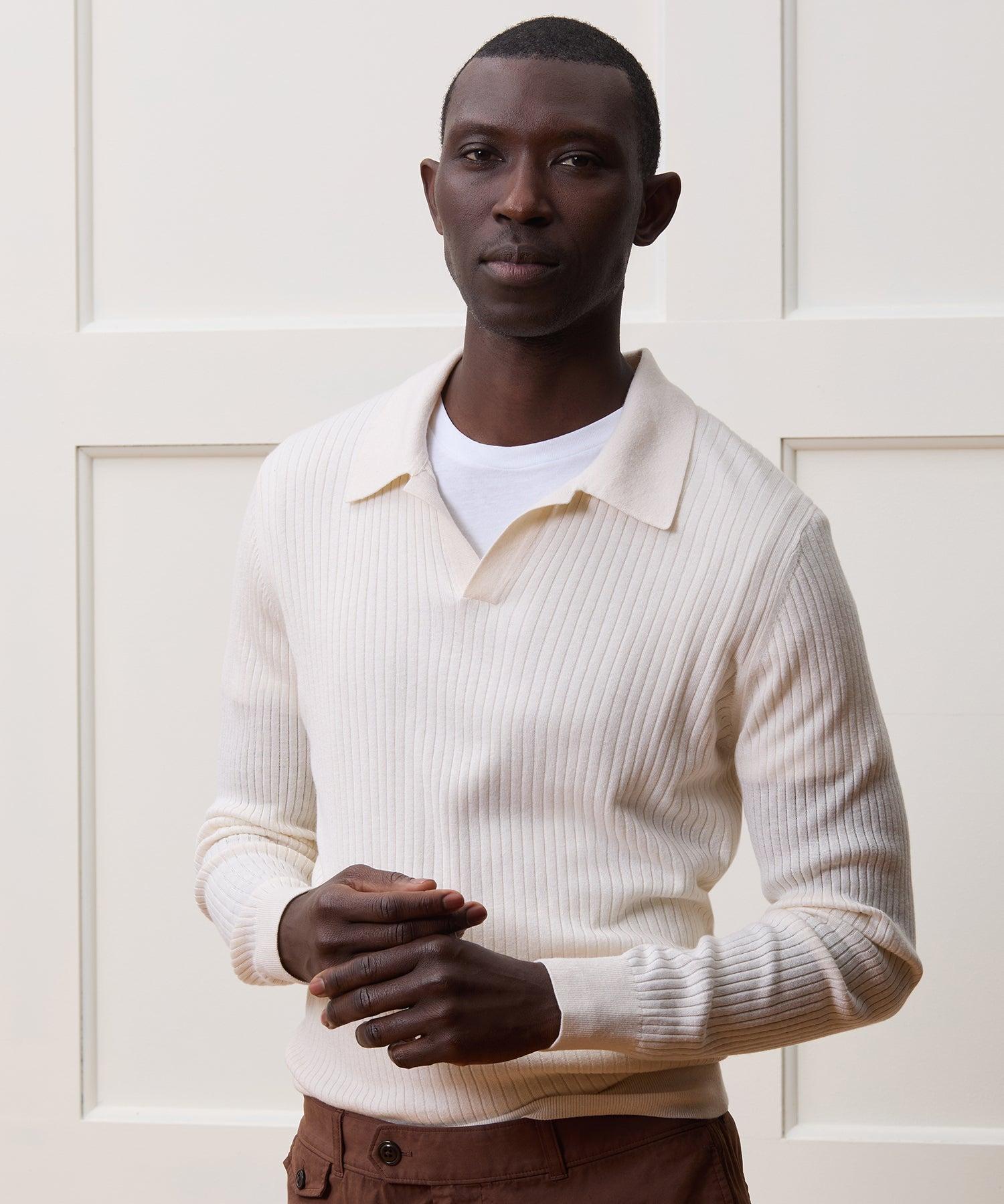 Silk-Cashmere Ribbed Montauk Sweater Polo Product Image