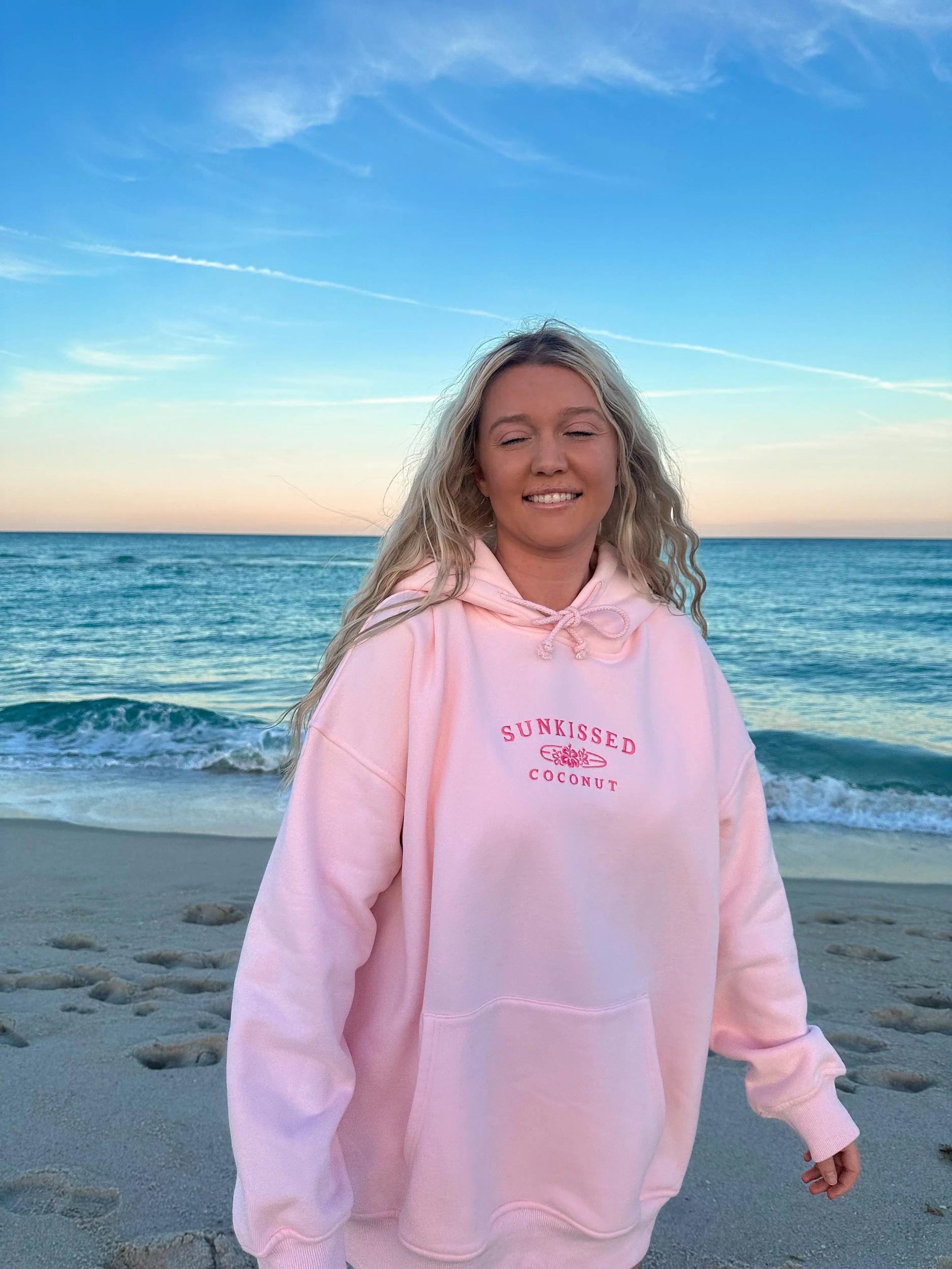 Tana Light Pink Embroider Sunkissedcoconut Hoodie Product Image