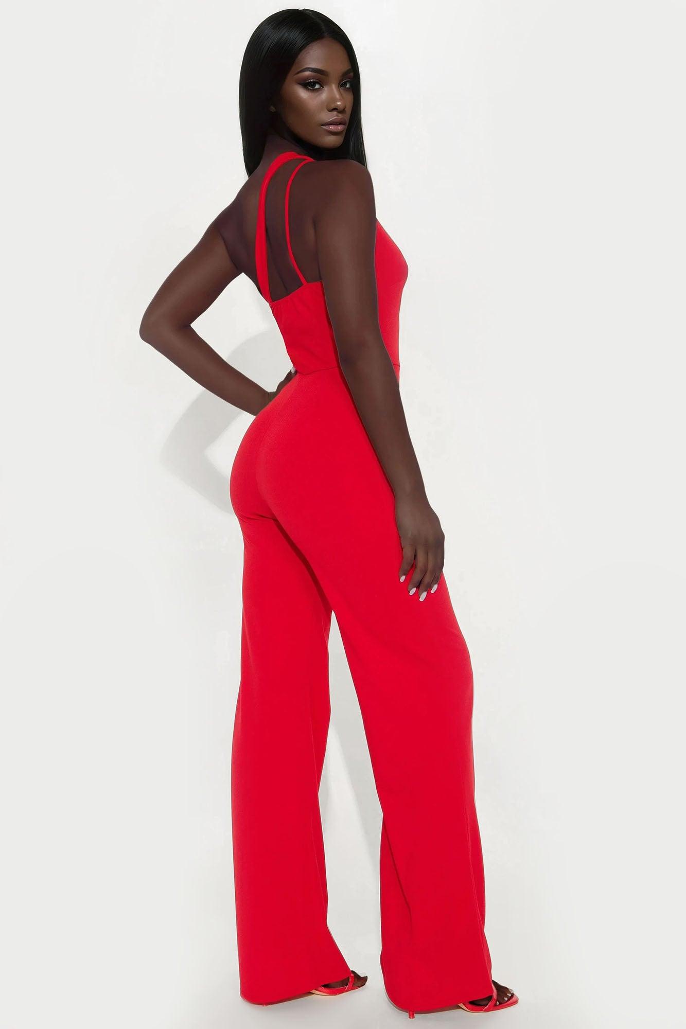 Too Appealing One Shoulder Jumpsuit - Red Female Product Image