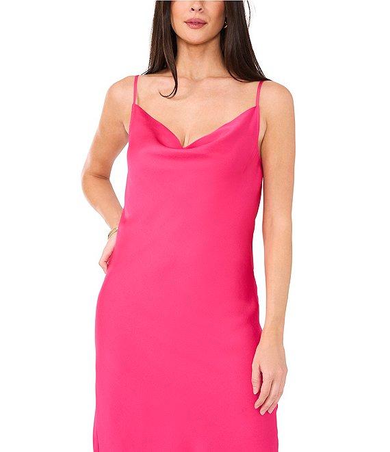 Vince Camuto Satin Cowl Neck Sleeveless Maxi Slip Dress Product Image