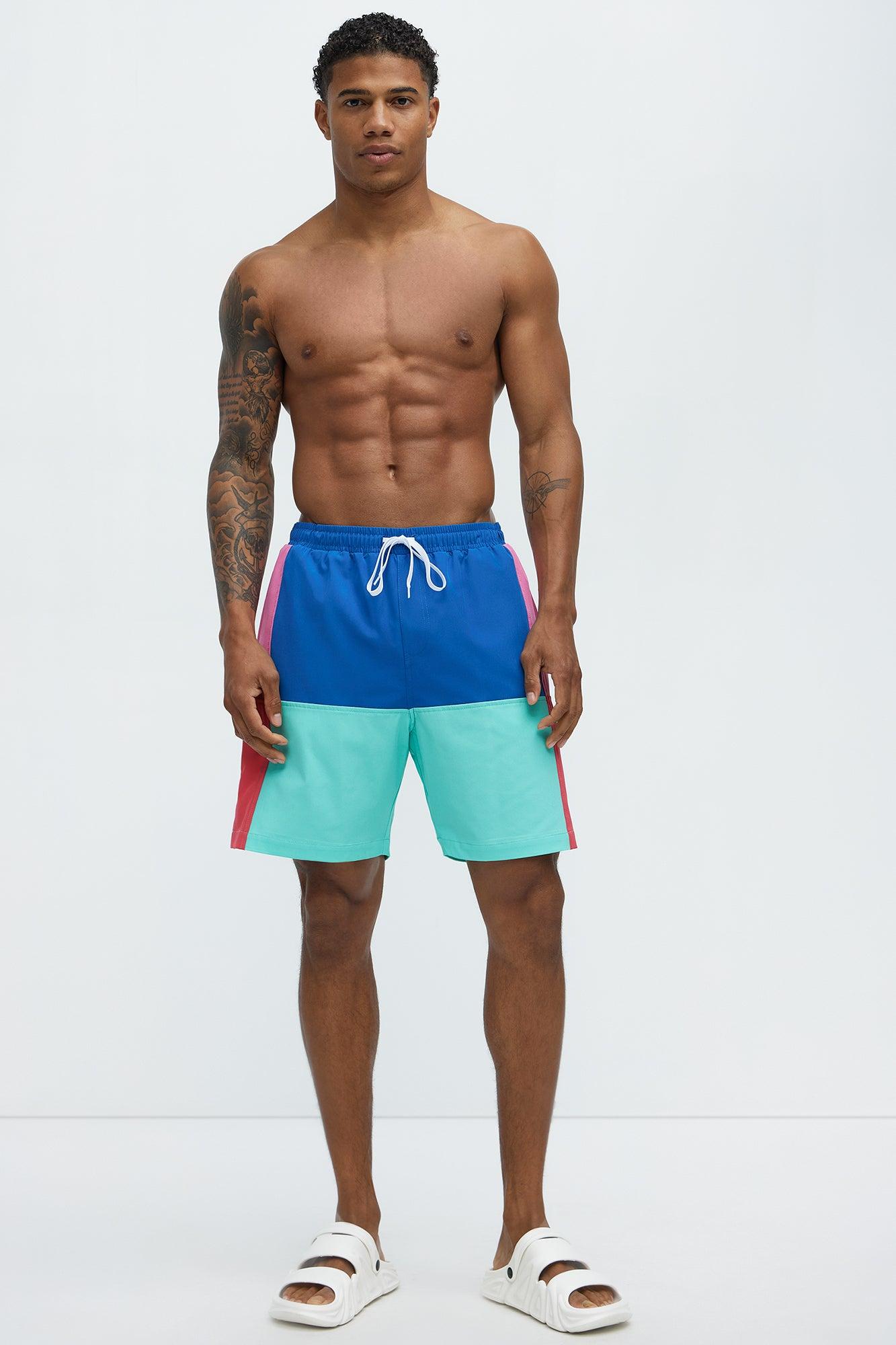 Swim And Surf Colorblock Swim Mid Trunk - Blue Product Image