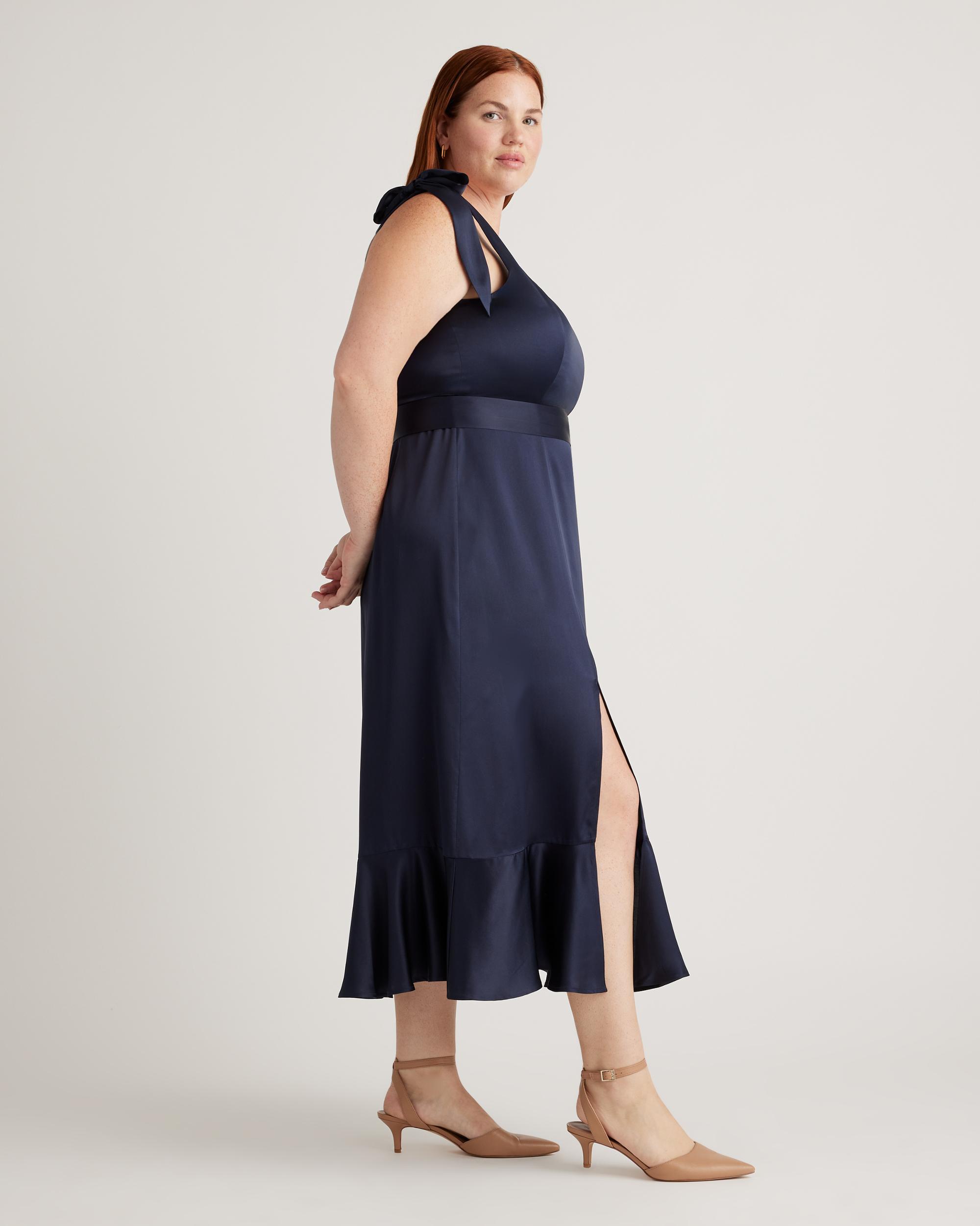 Quince | Women's Square Neck Midi Dress Size XS, Mulberry Silk Product Image