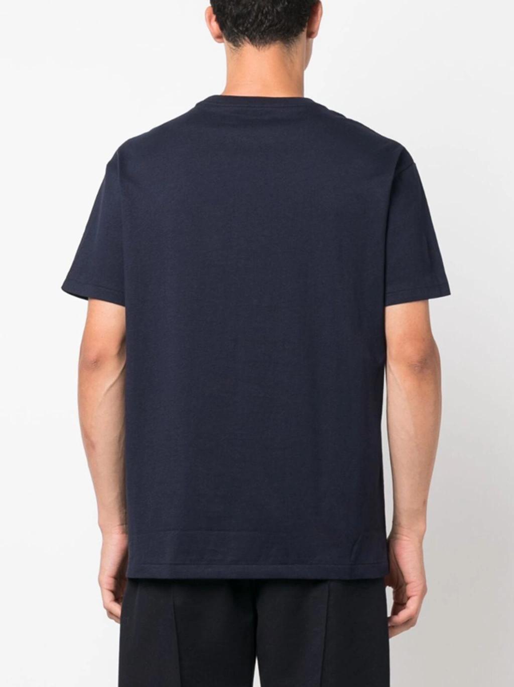 POLO RALPH LAUREN Custom Slim Fit Blue Crewneck T-shirt With Pony Embroidery On The Front In Cotton Man Product Image