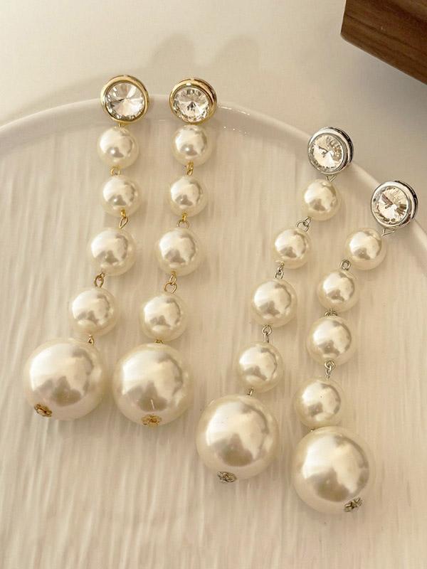 Beaded Geometric Shiny Earrings Accessories Product Image