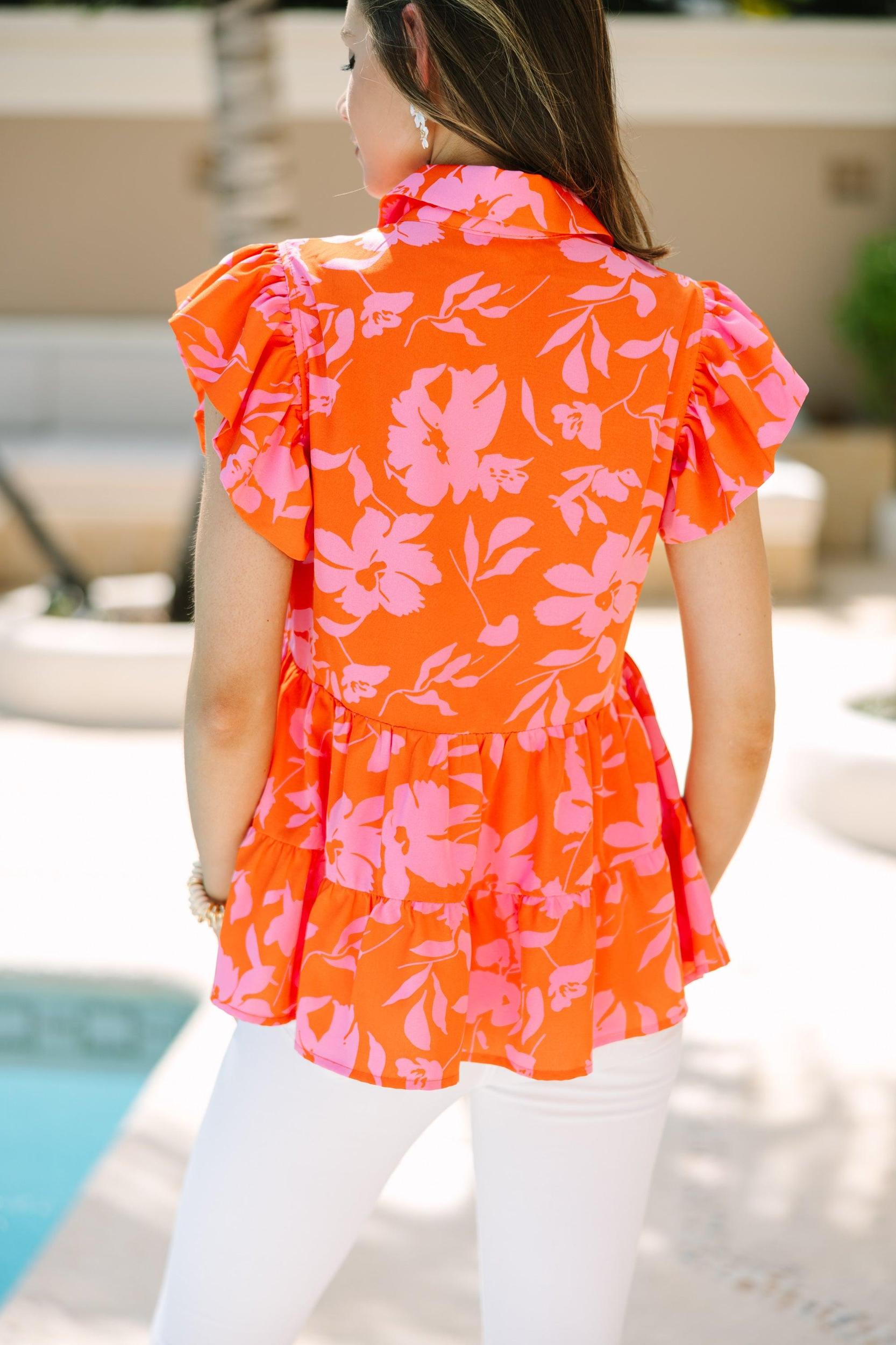 Worth Your While Orange Floral Top Female Product Image