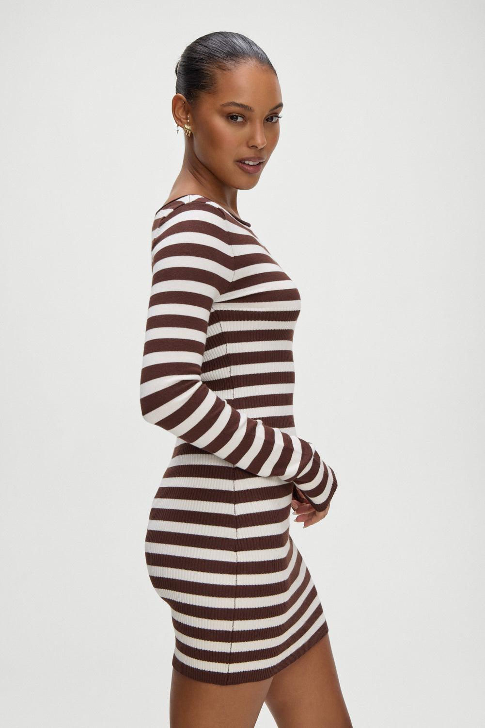 Luca Knit Mini Dress - Brown Sugar Stripe Product Image