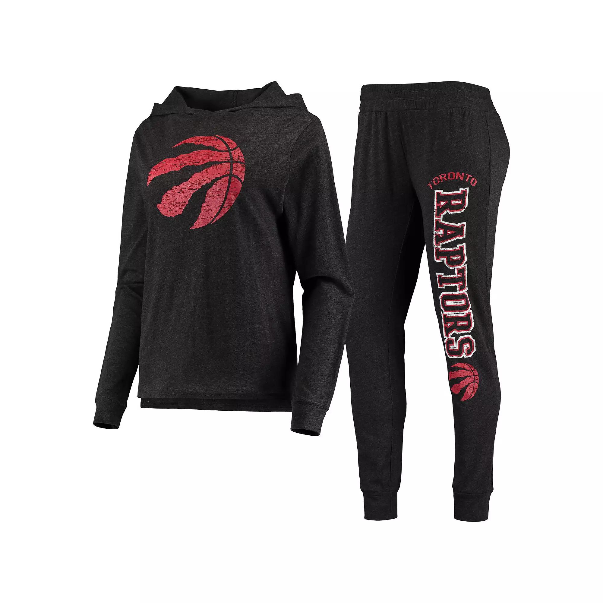 Women's Concepts Sport Black Toronto Raptors Hoodie & Pants Sleep Set, Size: Medium, Rpt Black Product Image