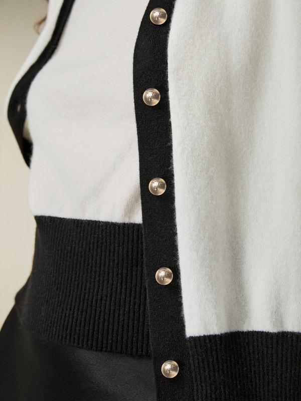 Gemini Cashmere Cardigan with Contrasting Hem Product Image