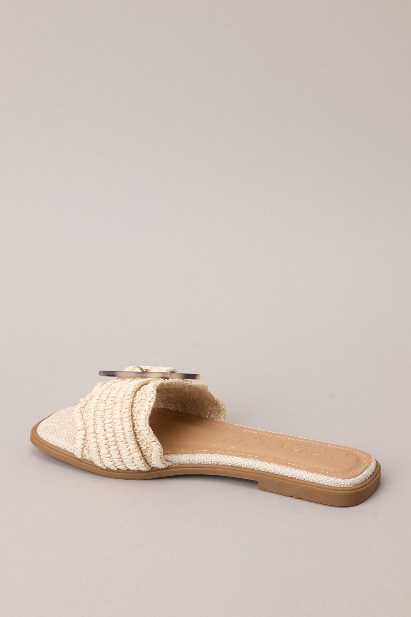 Now What Beige Woven Buckle Sandals Product Image