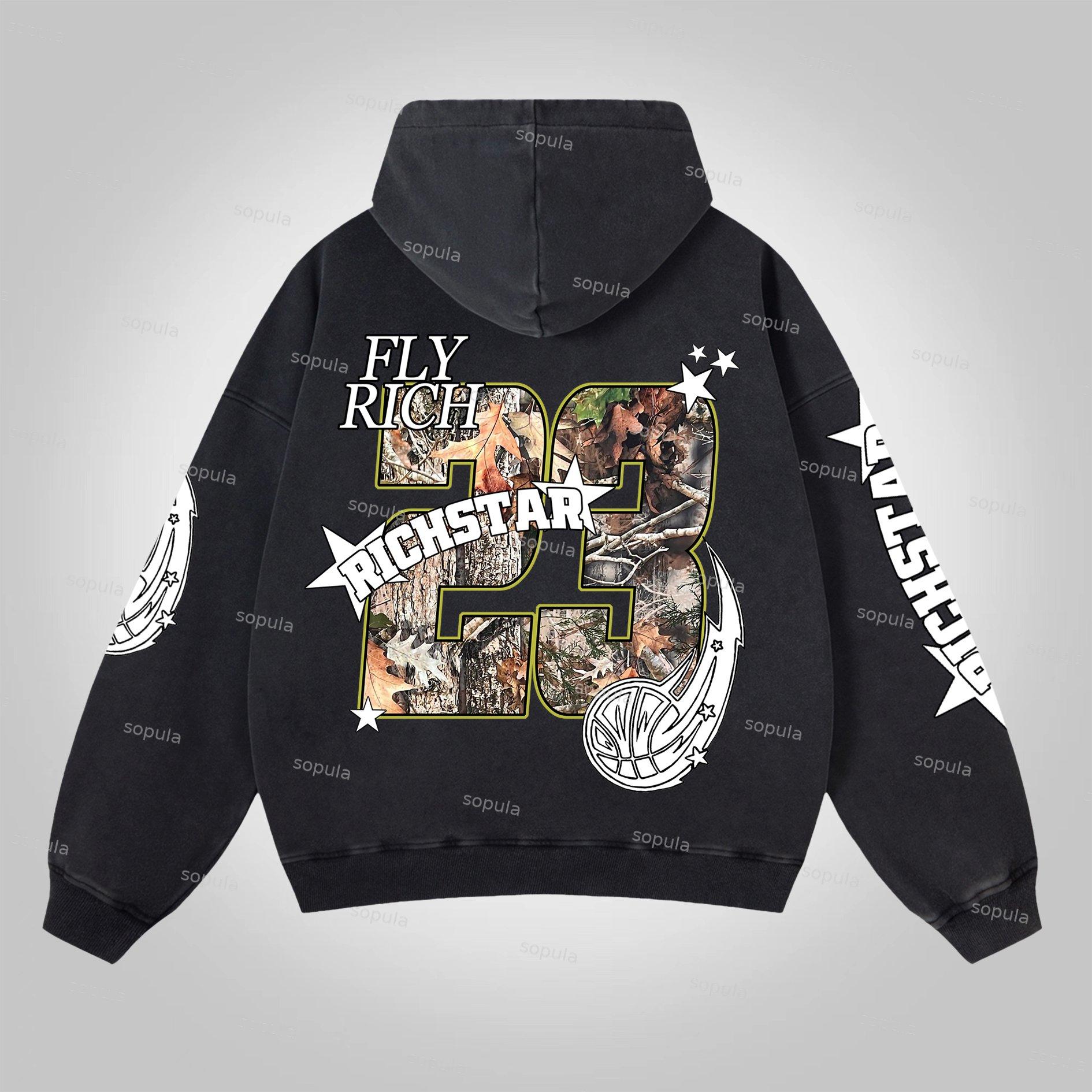 Men's Oversized Relaxed Graphic Vintage Washed Zip-Up Hoodie Product Image