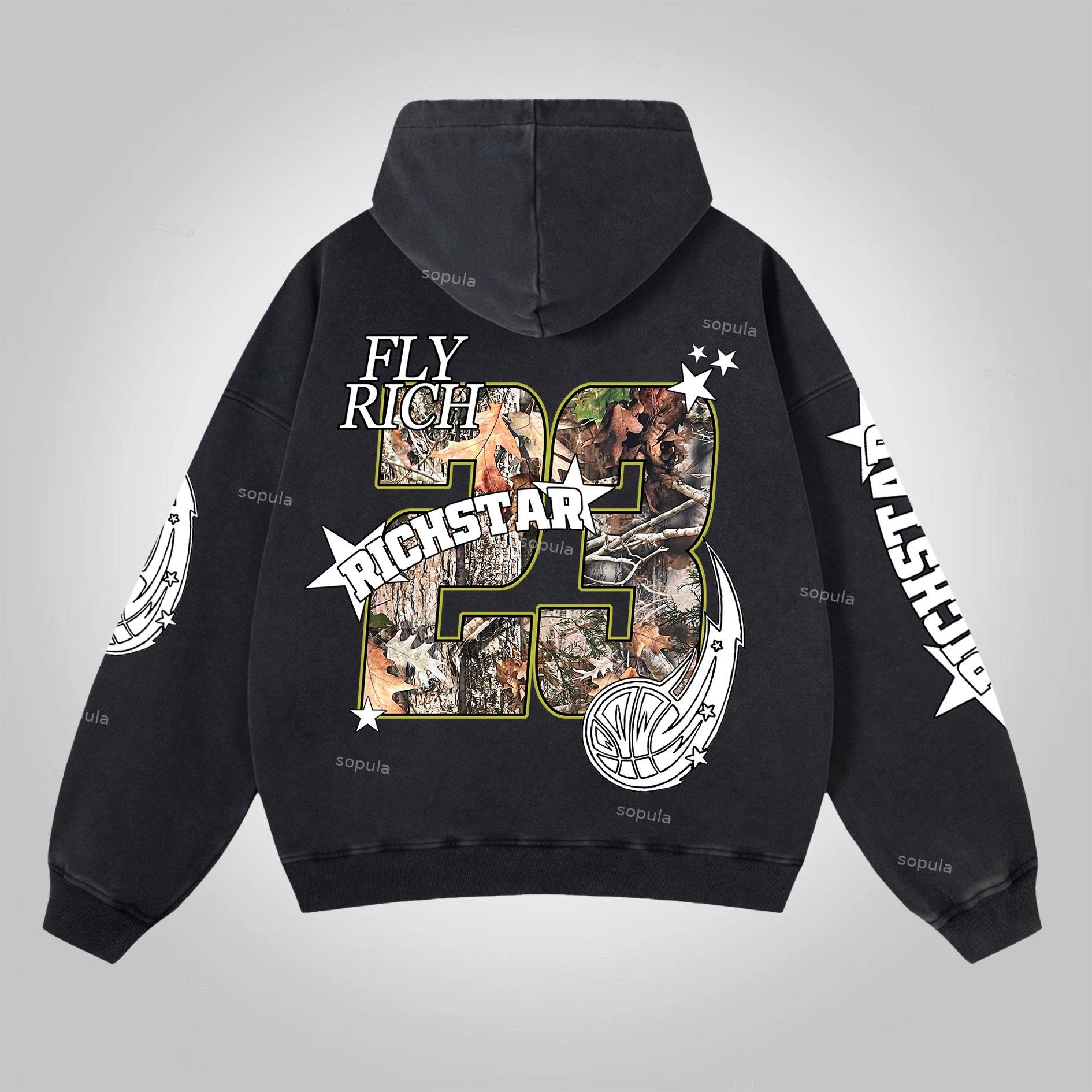 Men's Oversized Relaxed Graphic Vintage Washed Zip-Up Hoodie Product Image