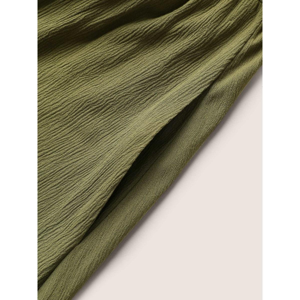 Belted Shirt Collar Button Plus Size Shirtdress Women Workleisure Plain Sleeve Short Sleeve Shirt Collar Pocket Workwear Long Dress BloomChic Product Image