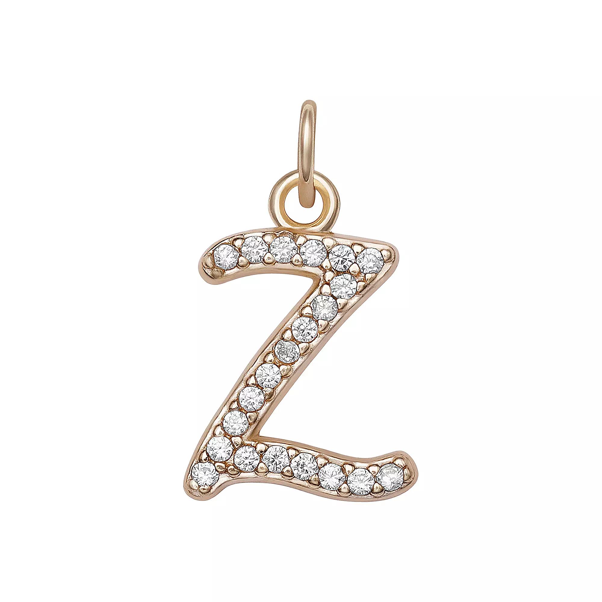 LC Lauren Conrad Sterling Silver Cubic Zirconia Initial Charm, Womens, Gold Tone O Product Image
