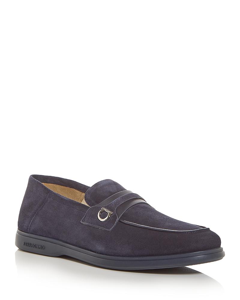 Ferragamo Mens Drame Suede Gancini Loafers Product Image