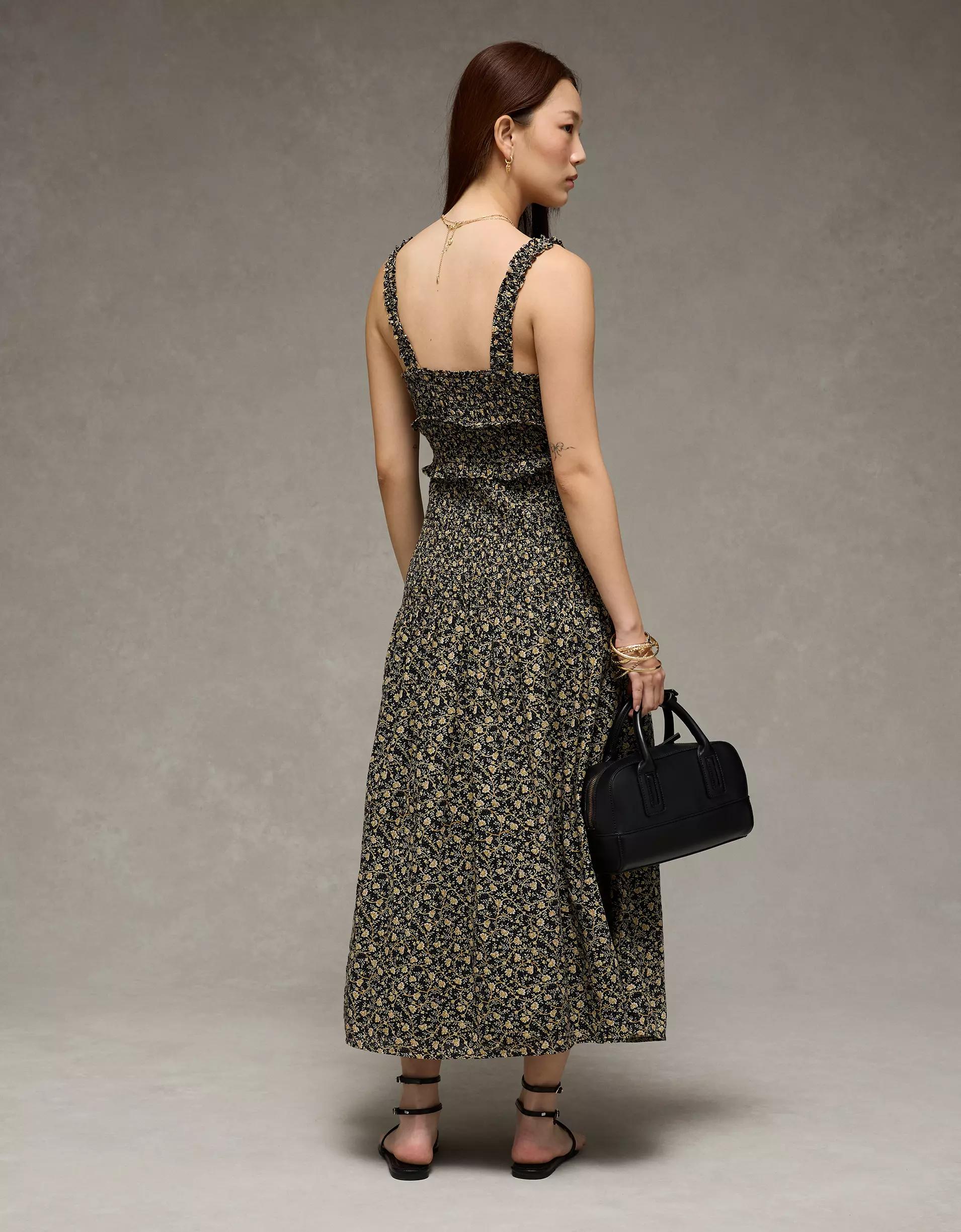 AE Catie Corset Smocked Floral Midi Dress Product Image