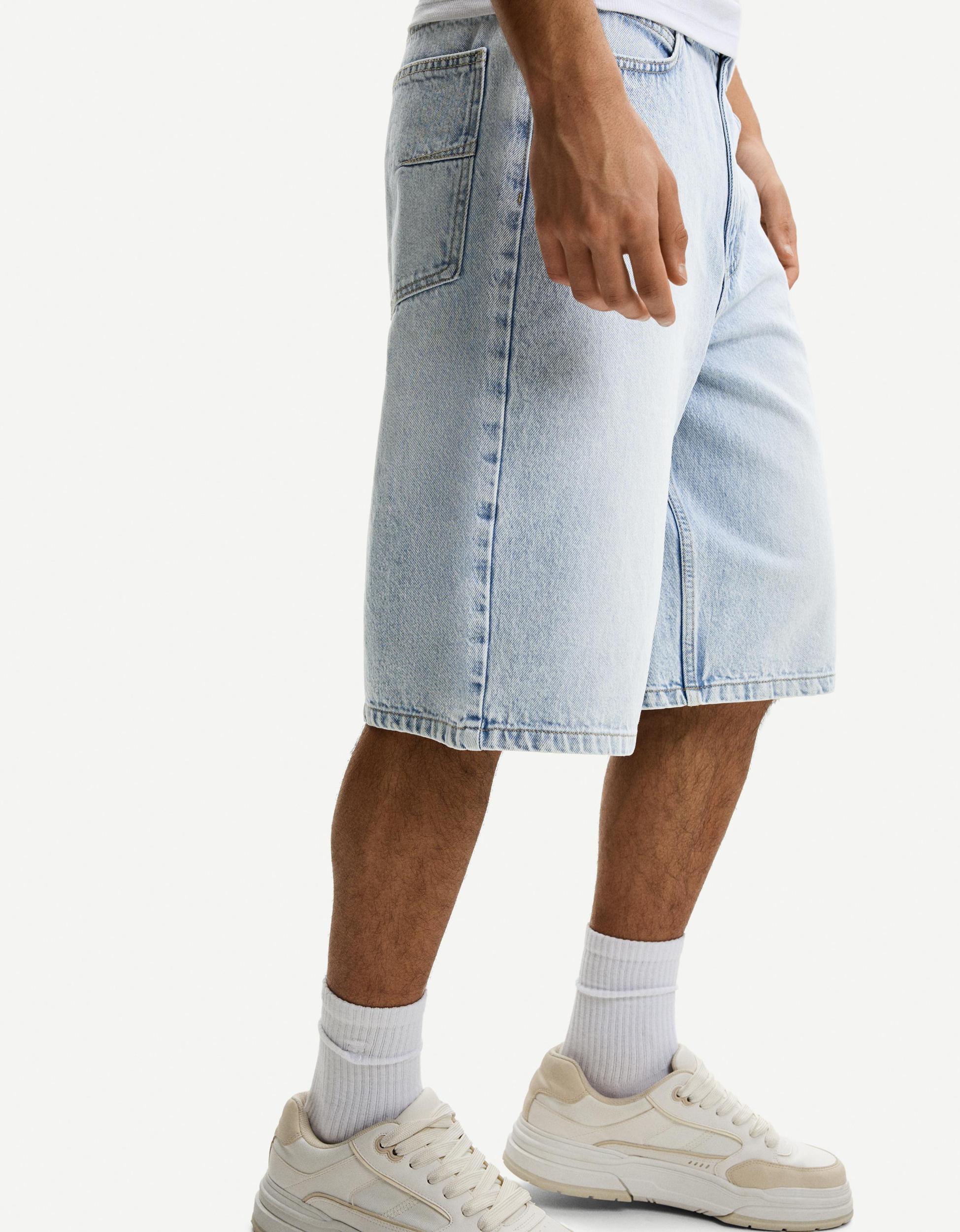 Baggy denim Bermuda shorts Product Image
