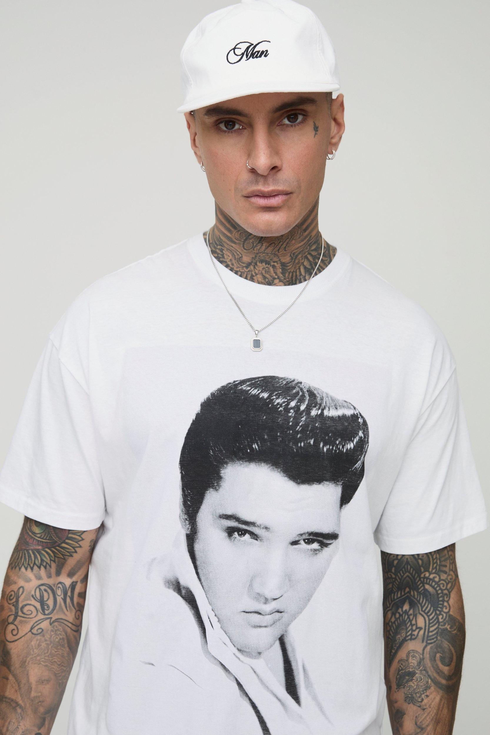 Tall Oversized Elvis Presley License Print T-Shirt | boohooMAN USA Product Image