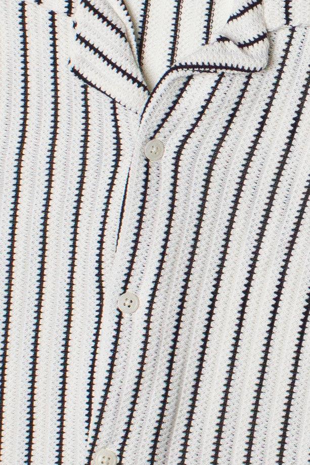 Knit Black Stripe Button Up Shirt Product Image