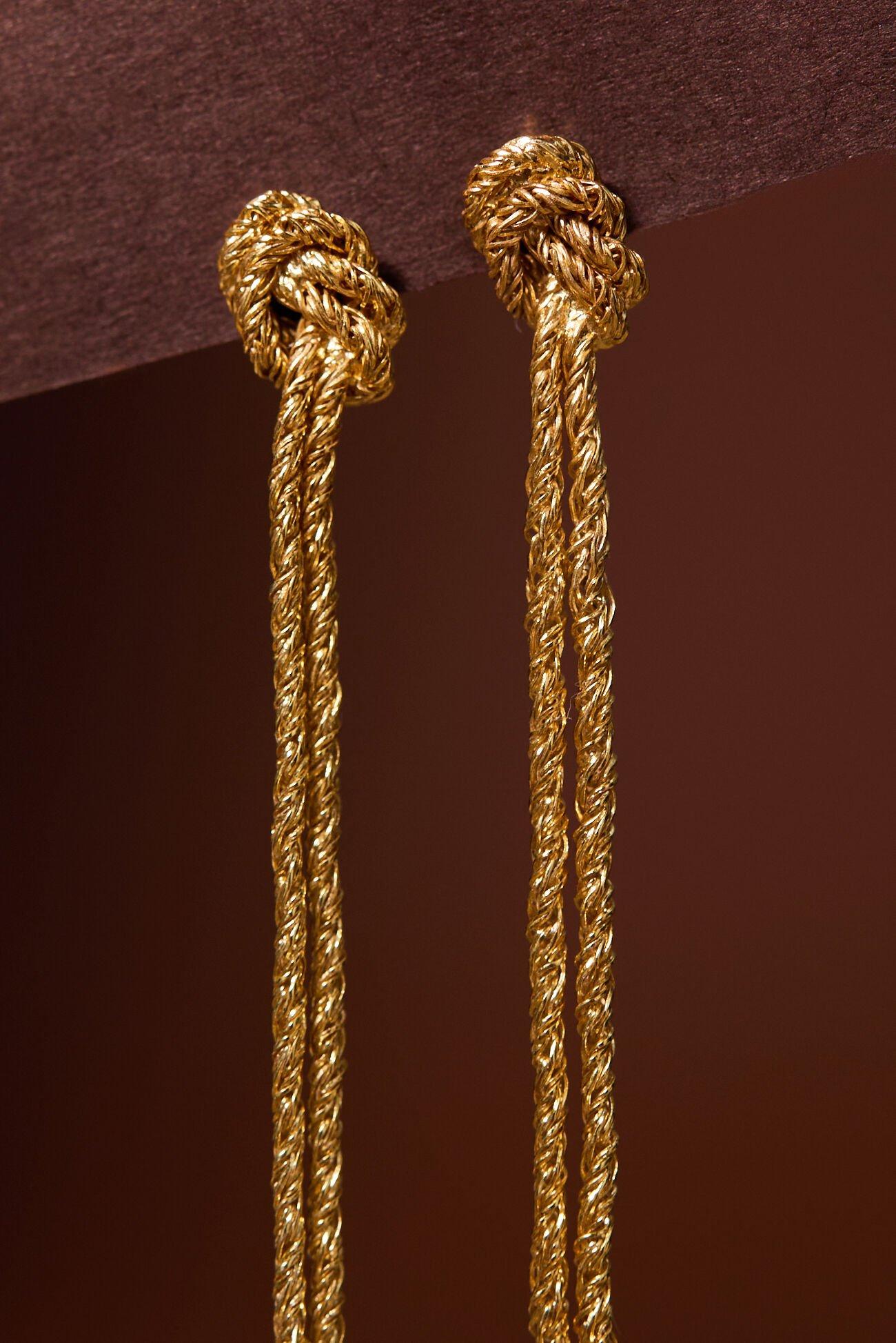 18K Gold Dipped Knot Dangle Earrings Product Image