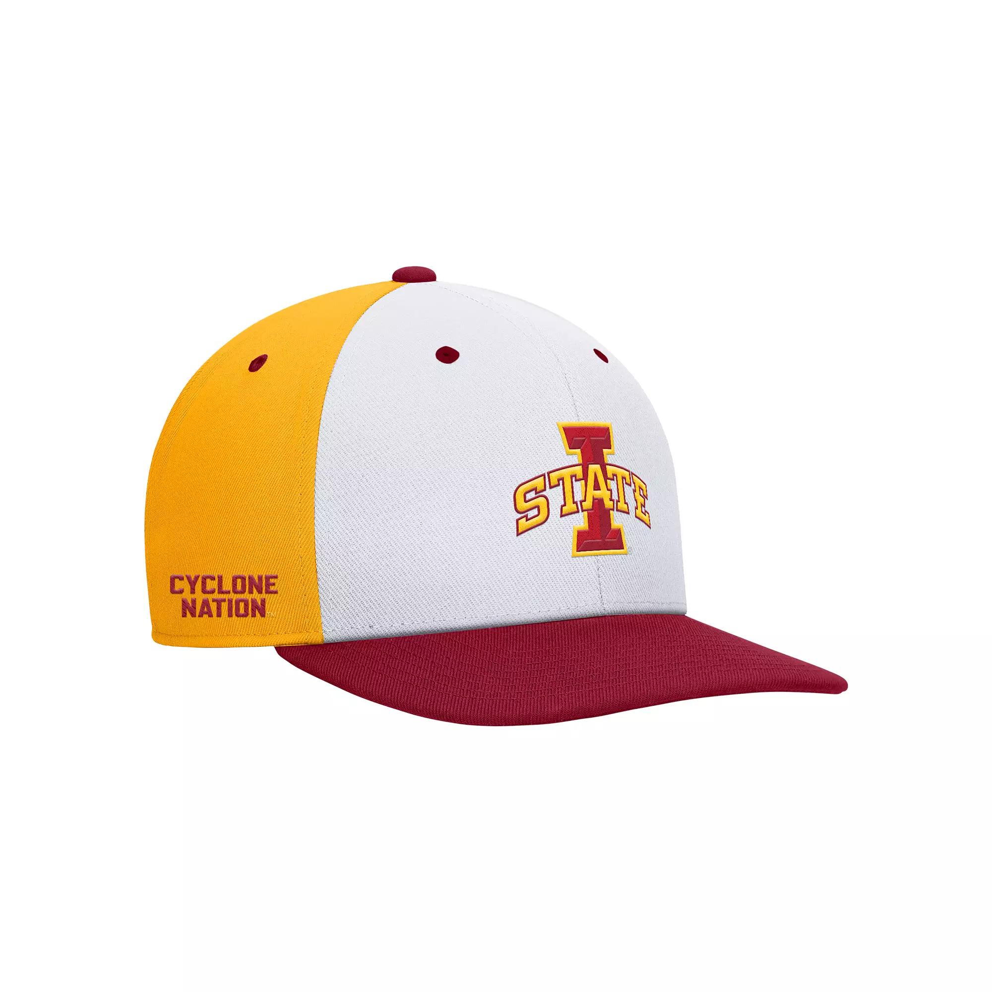 Men's Nike White/Gold Iowa State Cyclones Pro Performance Snapback Hat, Size: Medium/Large Product Image