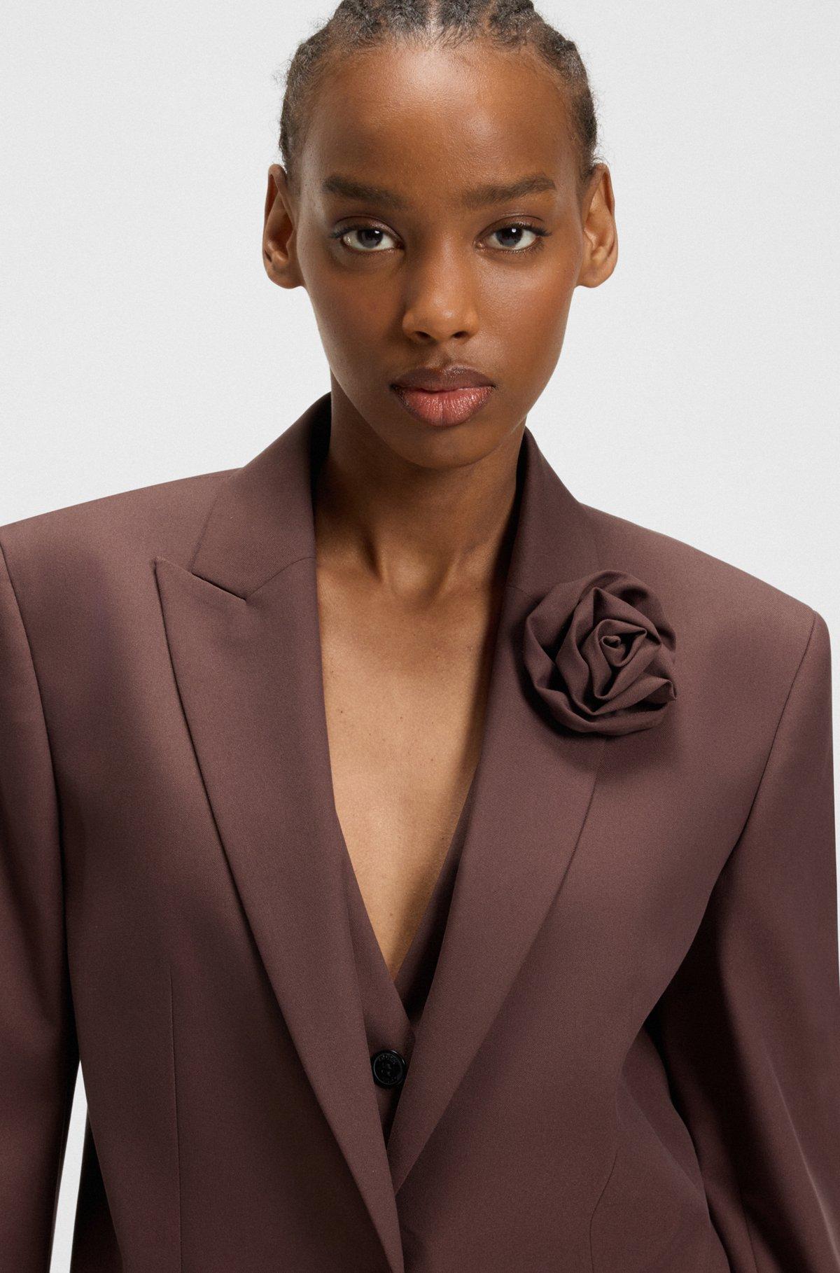 Relaxed-fit blazer with flower brooch Product Image