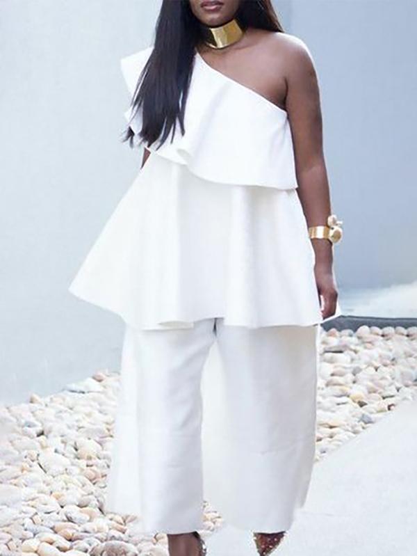 High Waisted Loose Pockets Solid Color Pants Trousers Product Image