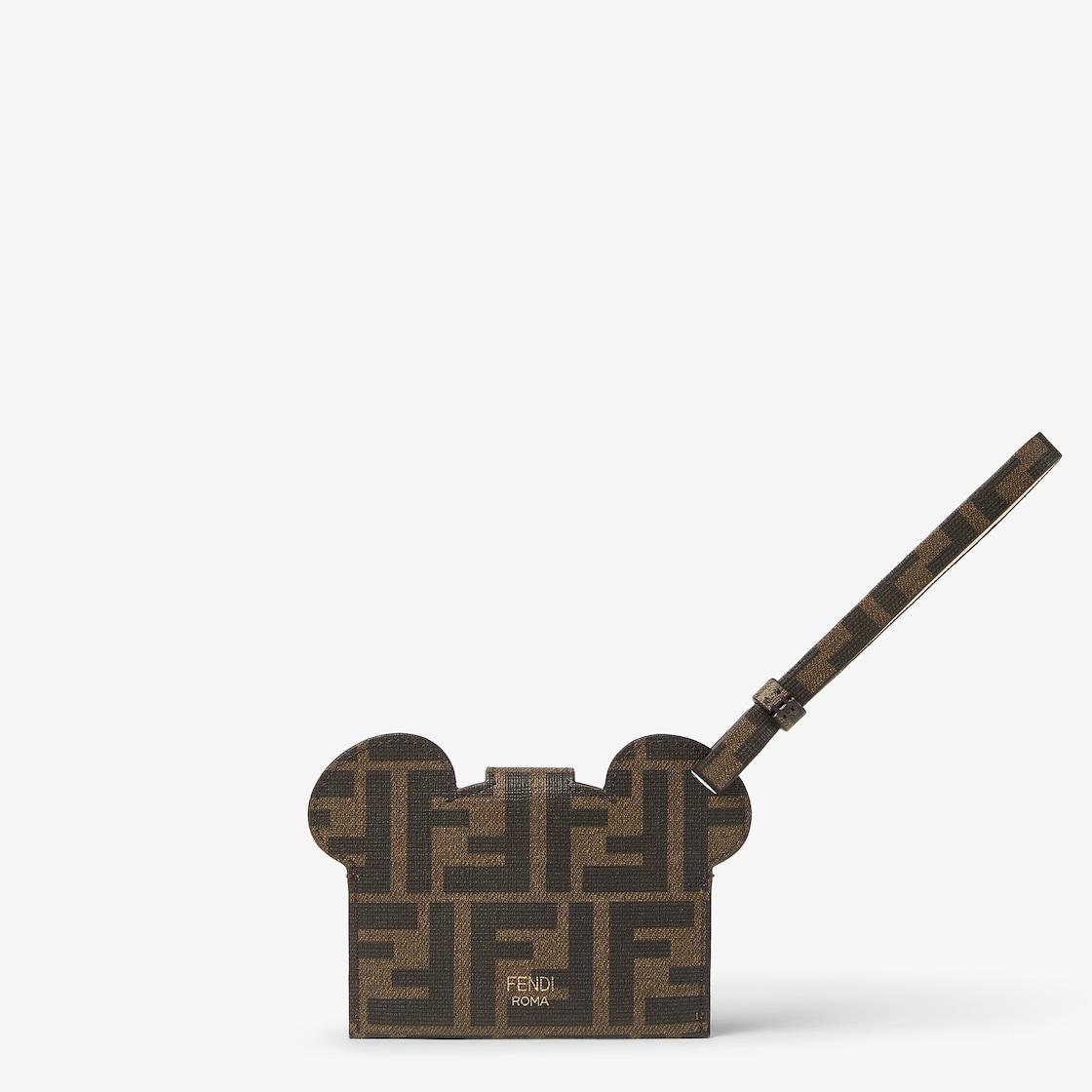 Fendi Best Friends Forever Card CaseCard holder in brown FF fabric and camelia leather Product Image